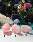 Hand Carved Rose Quartz Pigs