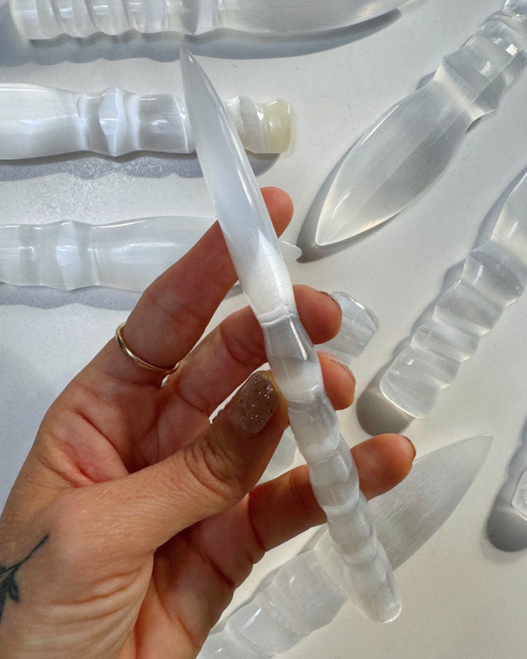 Selenite Dagger - Small Twisted Handle - Baltic Mermaid