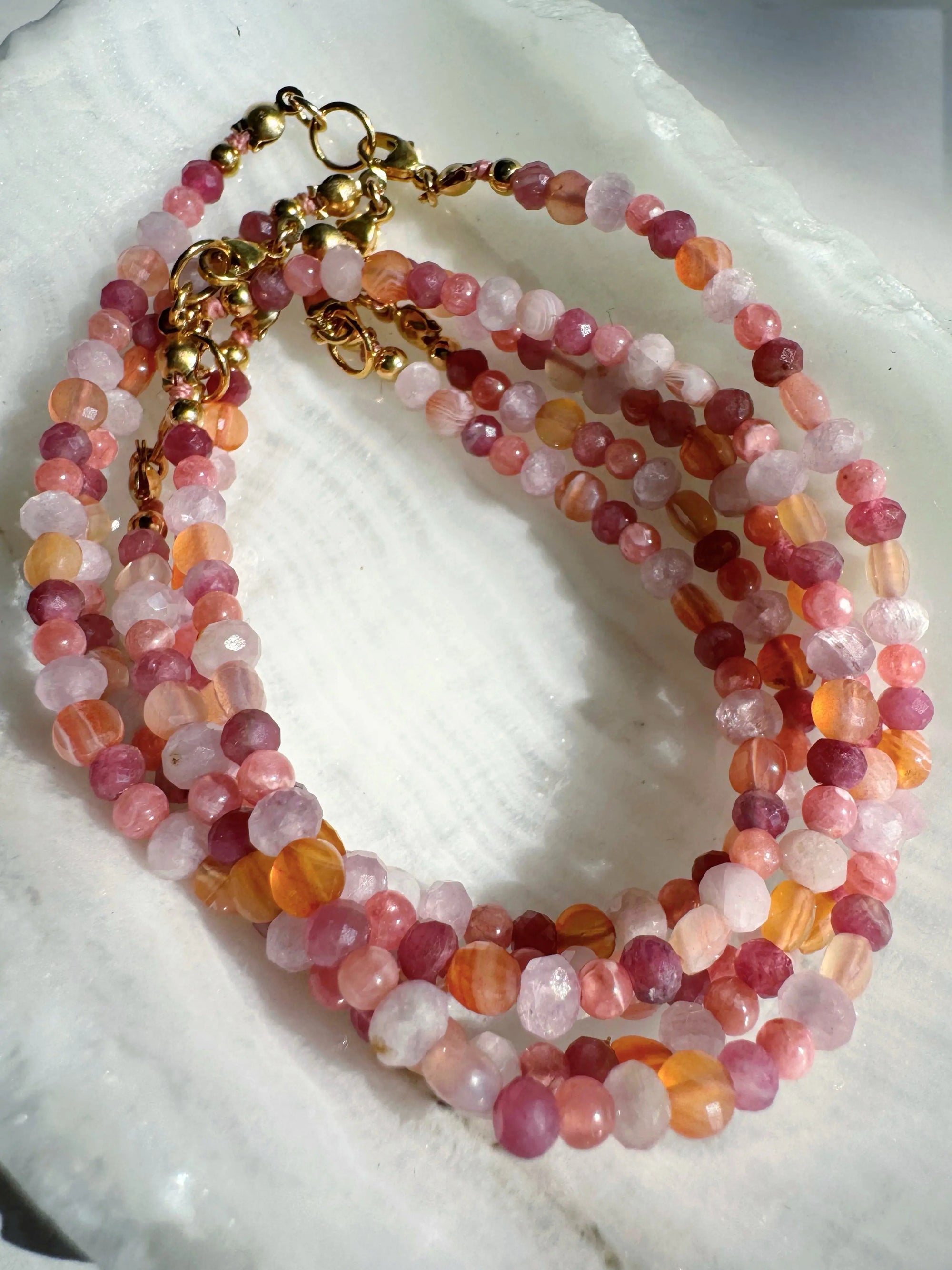 “Sunset Sorbet” - Gemstone & 14k Gold Filled Candy Bracelet Baltic Mermaid