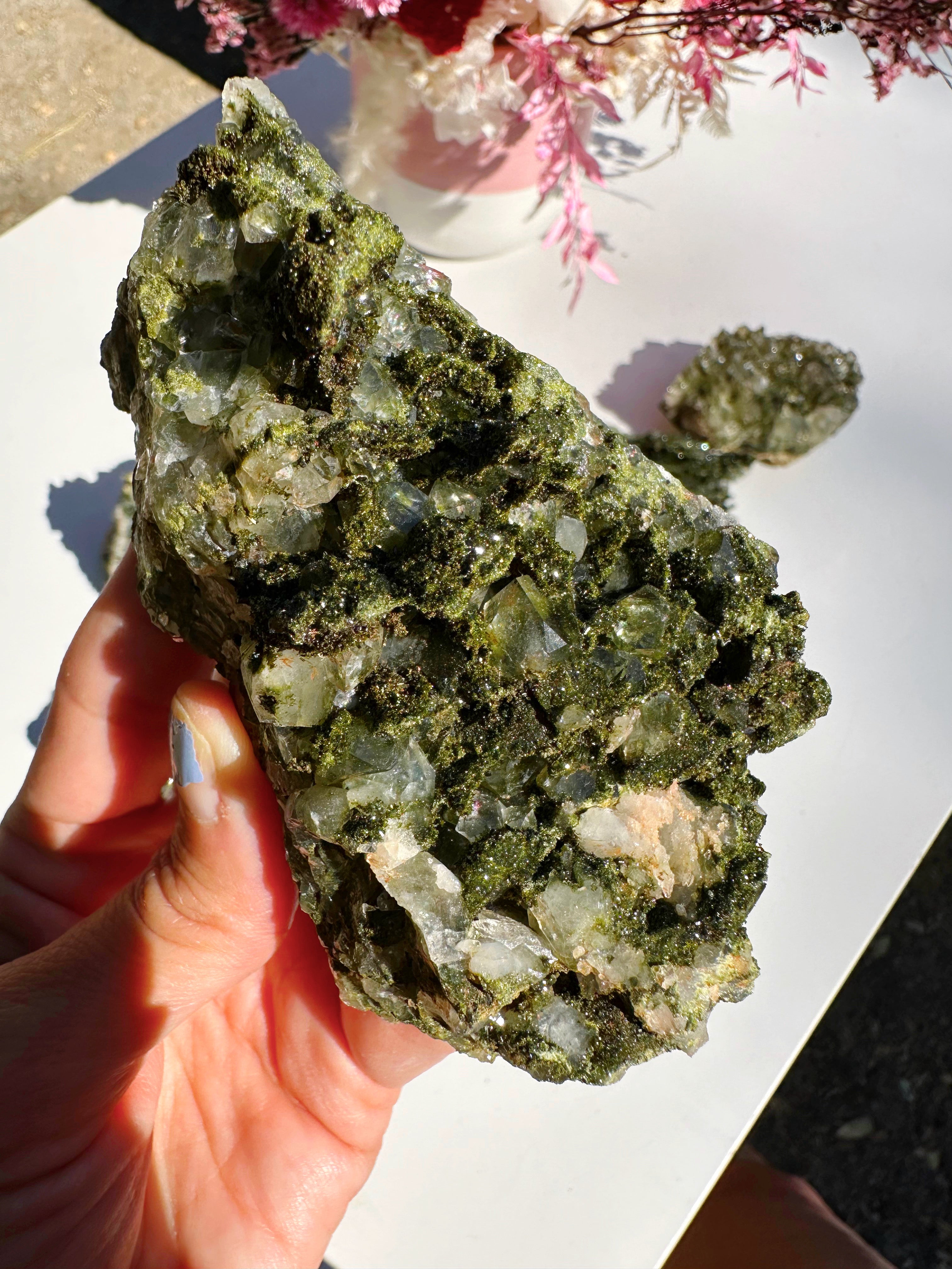 Epidote Quartz Cluster - Baltic Mermaid