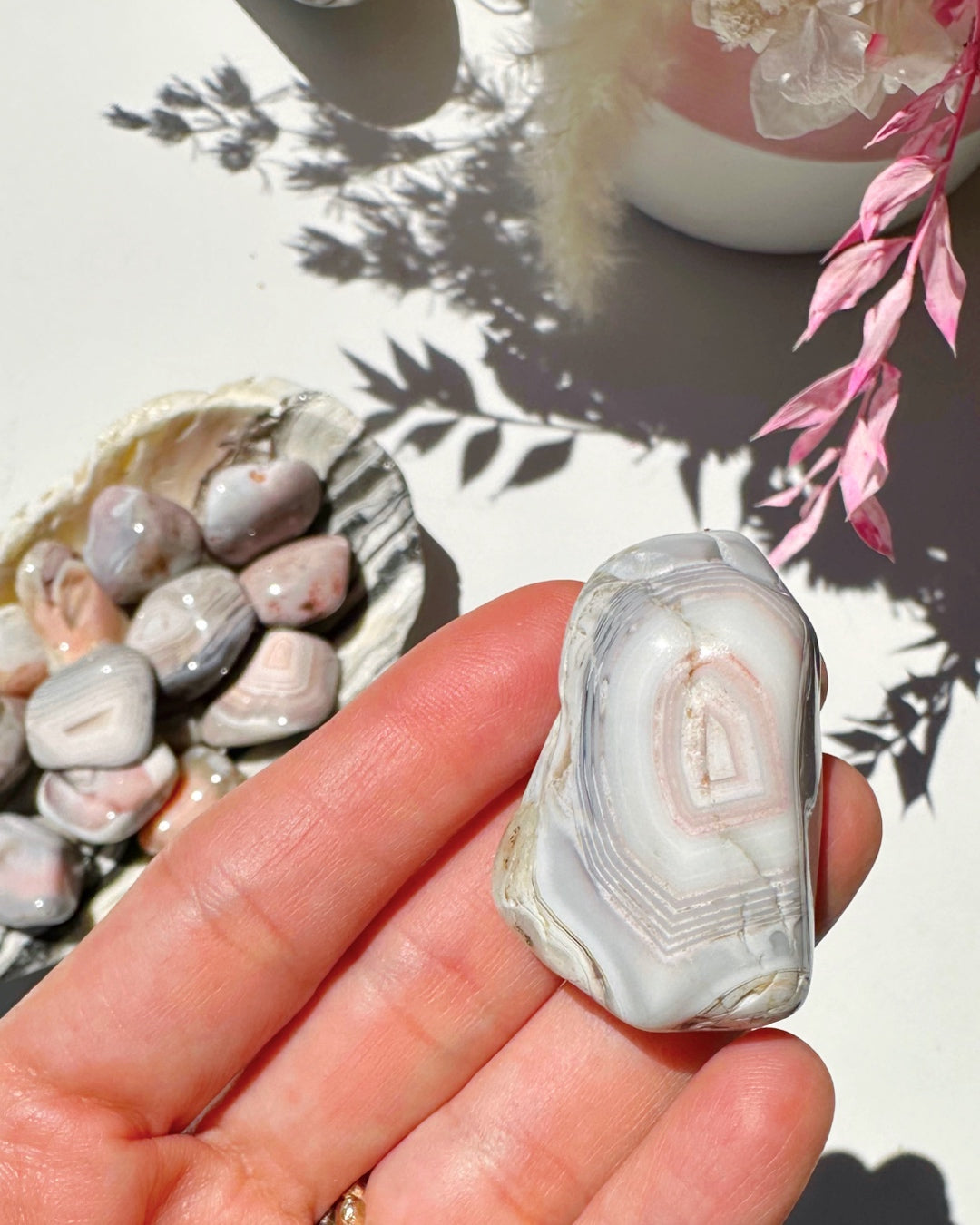 Pink Botswana Agate Tumbled Stones - Baltic Mermaid