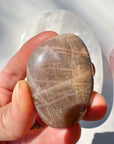 Sunstone & Peach Moonstone Palm Stone - L