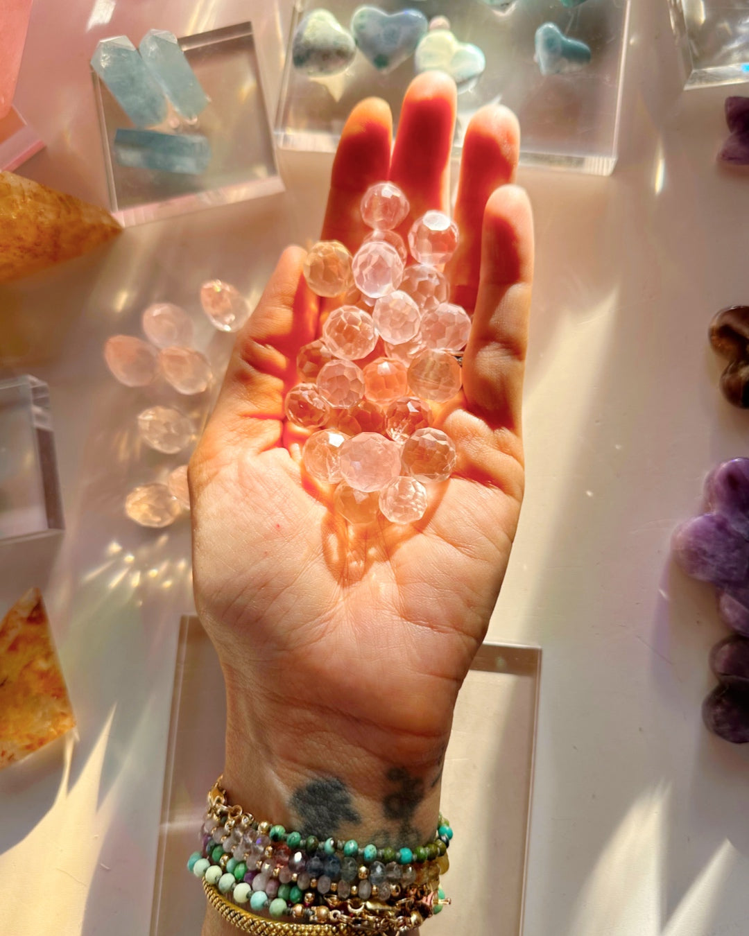 Mini Faceted Rose Quartz Sphere - Baltic Mermaid