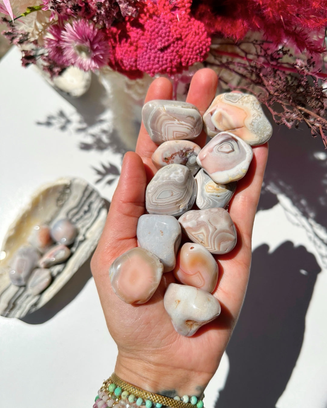 Pink Botswana Agate Tumbled Stones - Baltic Mermaid