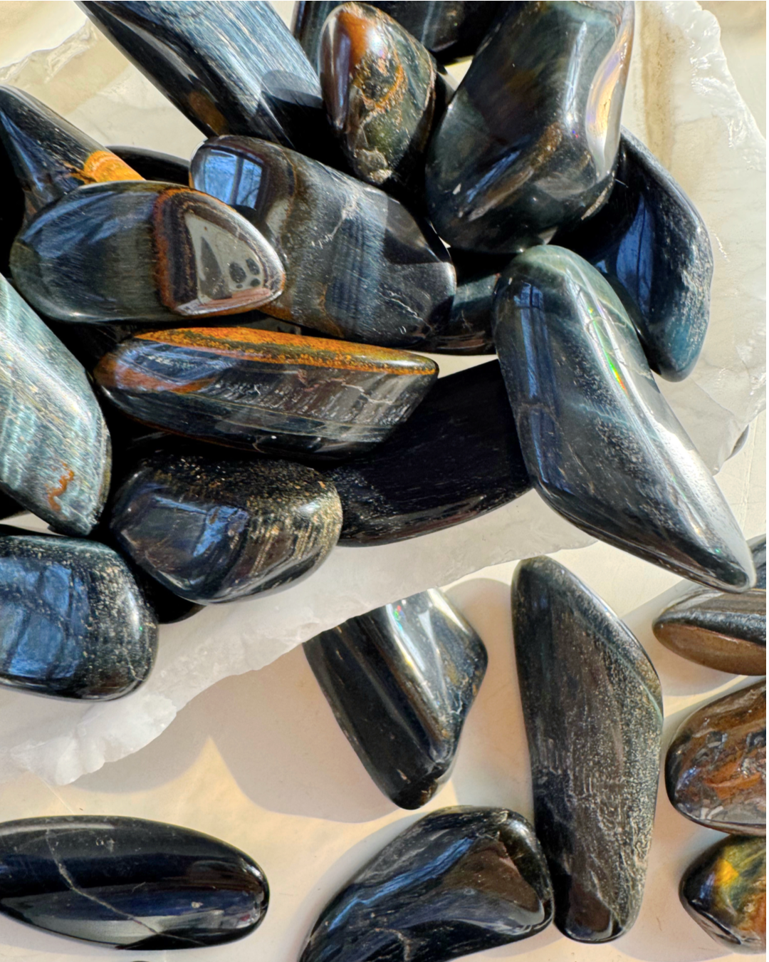 Blue Tiger Eye Tumbled Stones - Baltic Mermaid