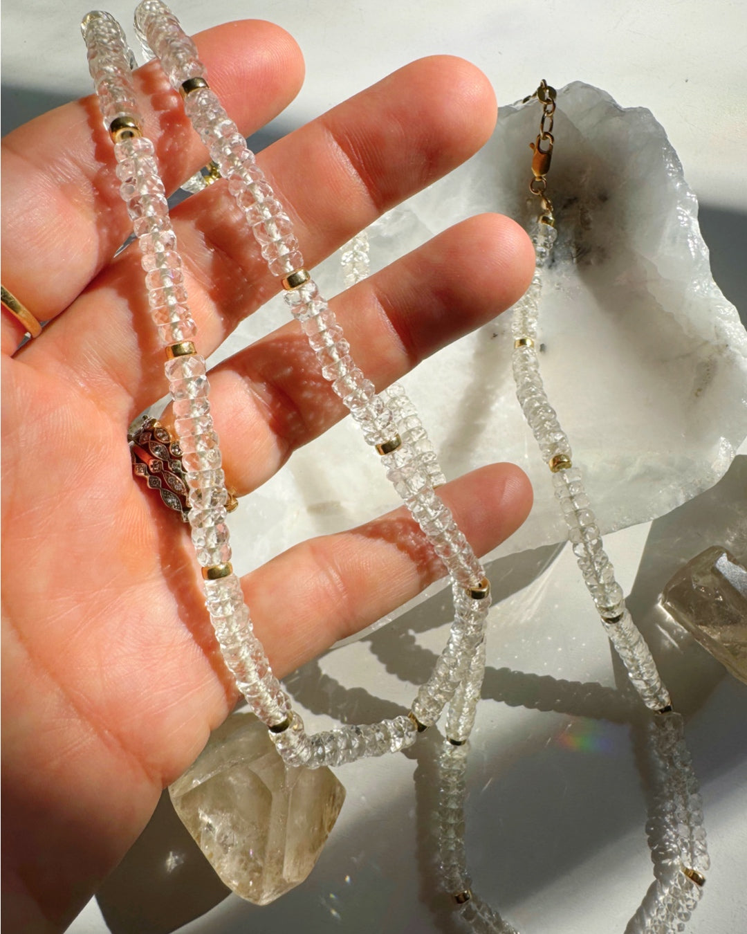 “Rihanna” - White Topaz Gemstone Candy Necklace - Baltic Mermaid
