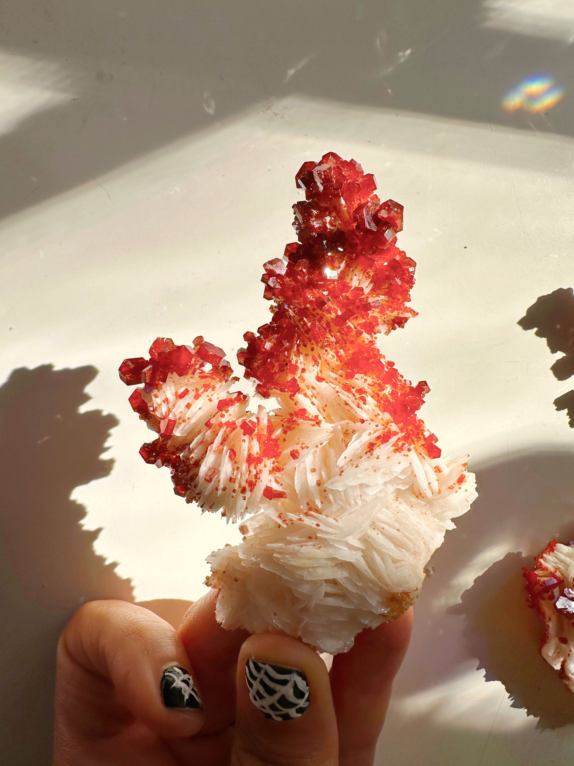 Vanadinite on Barite from Morocco