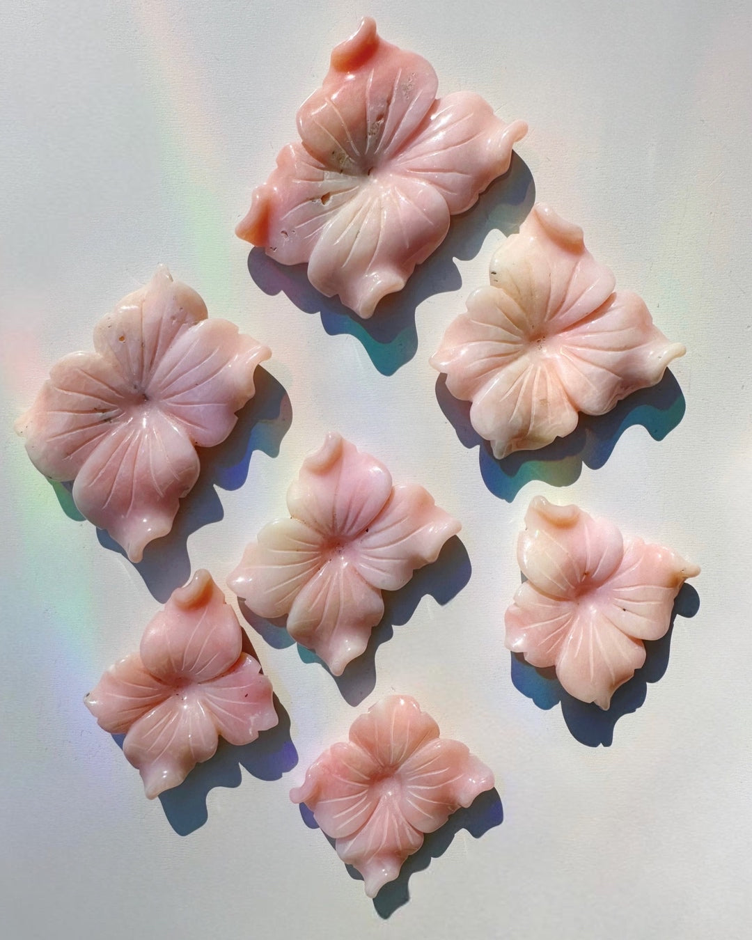 Carved Pink Opal Flowers - Baltic Mermaid