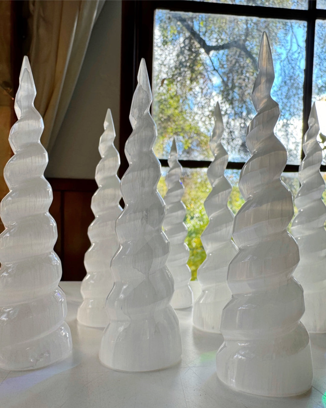 Selenite Spiral - Tall - Baltic Mermaid