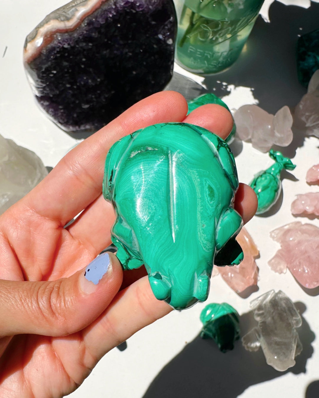 Hand Carved Malachite Frog - Baltic Mermaid