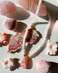 Rhodochrosite & Rose Quartz Gemstone Candy Necklace