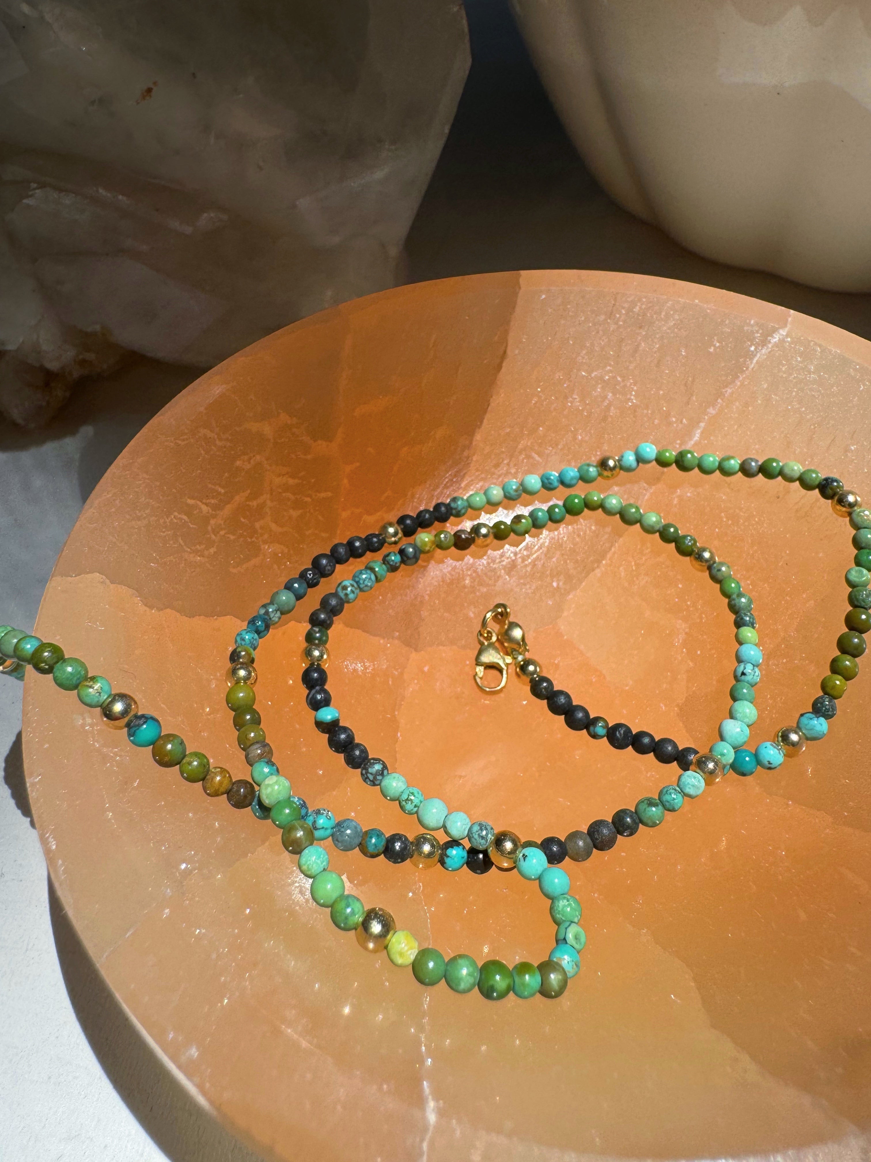 Turquoise Gemstone & 14k GF Necklace Baltic Mermaid