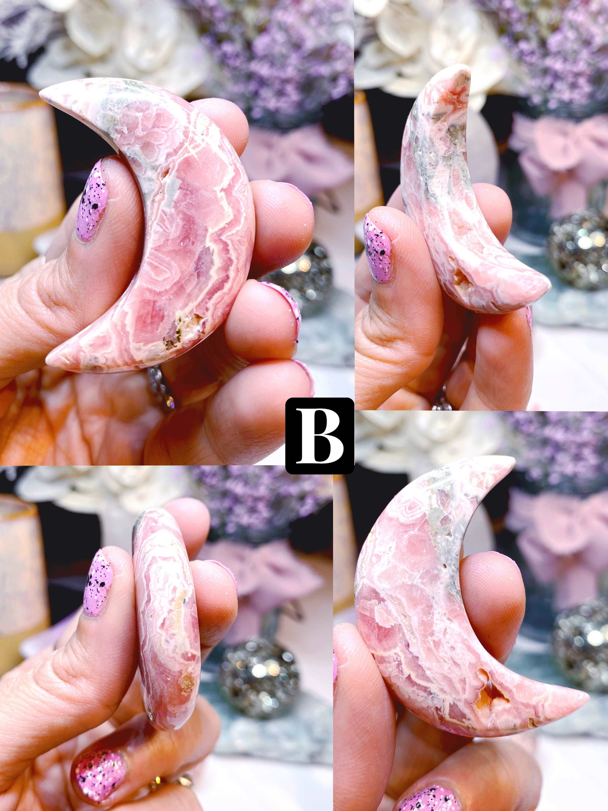 AAA Rhodochrosite Crescent Moons