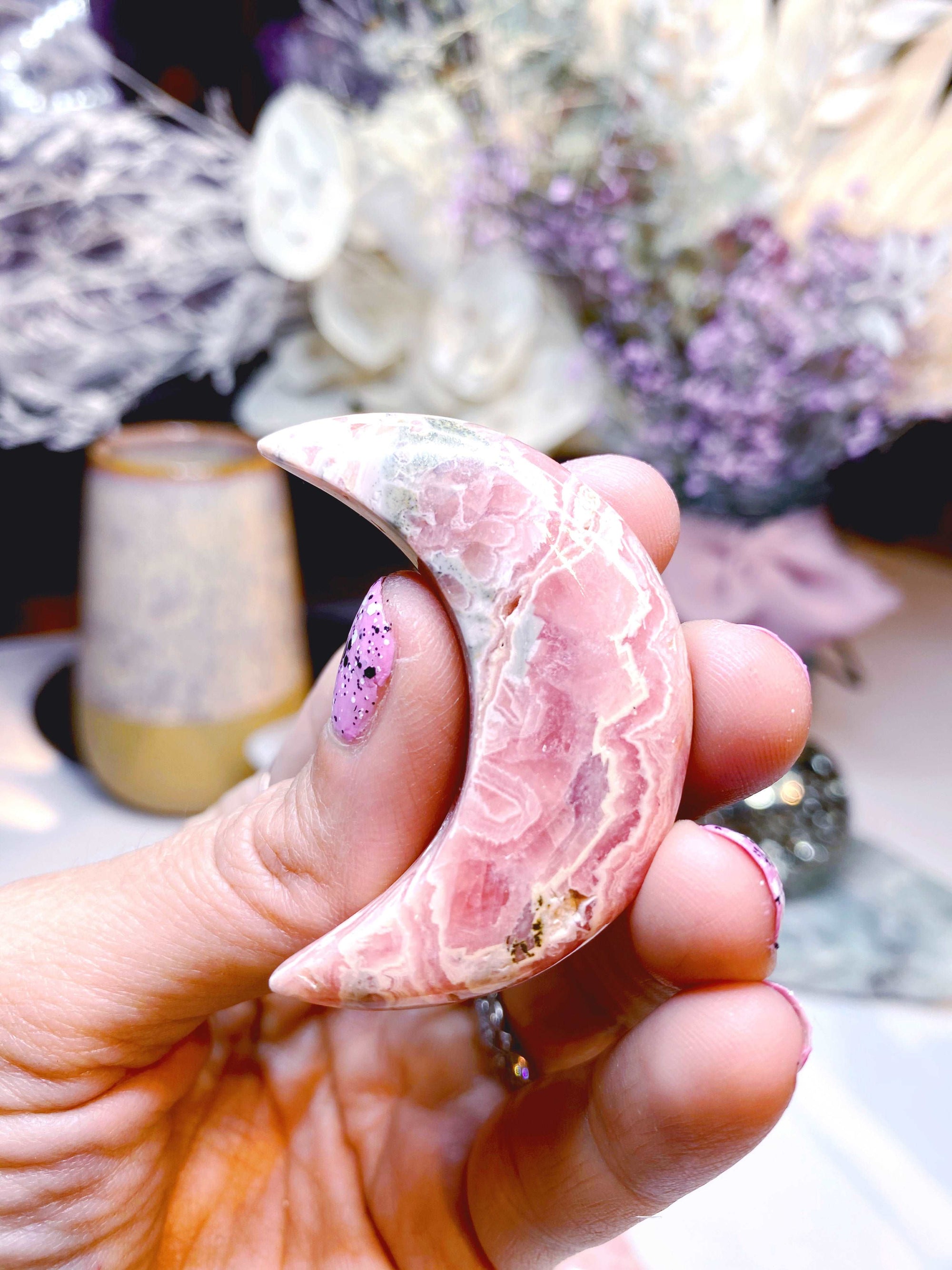 AAA Rhodochrosite Crescent Moons