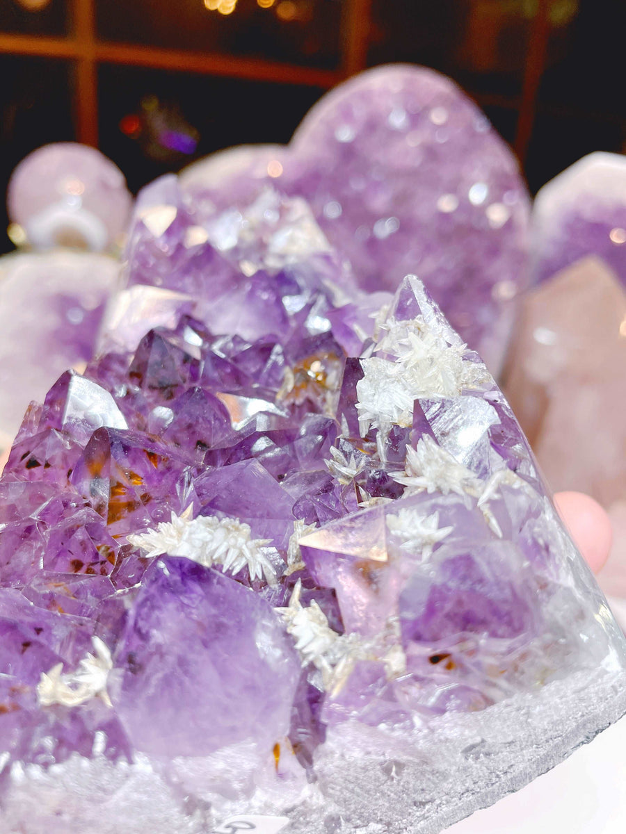 Amethyst Cut Base w/ Calcite & Goethite