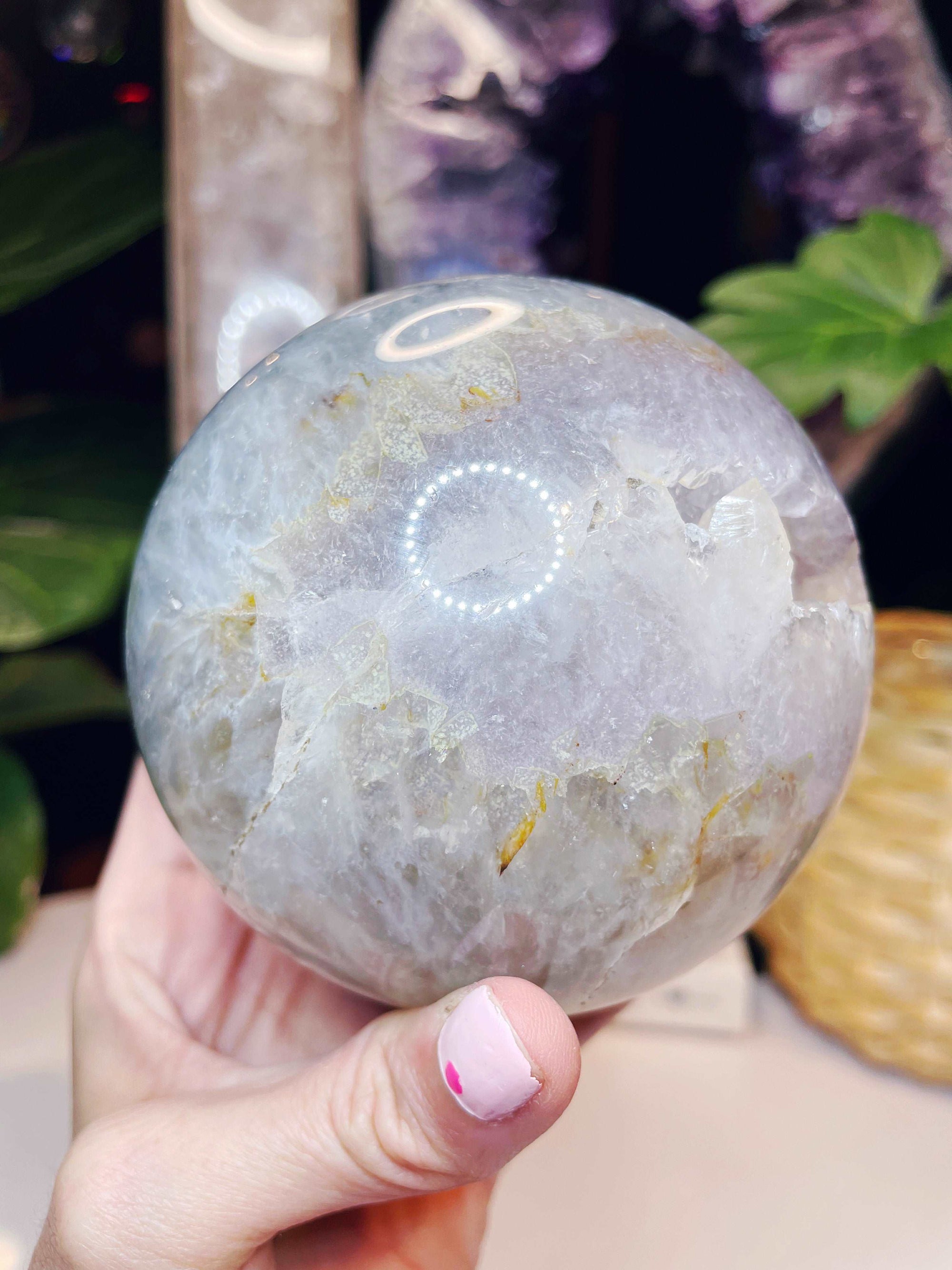 Amethyst Agate Sphere - Large