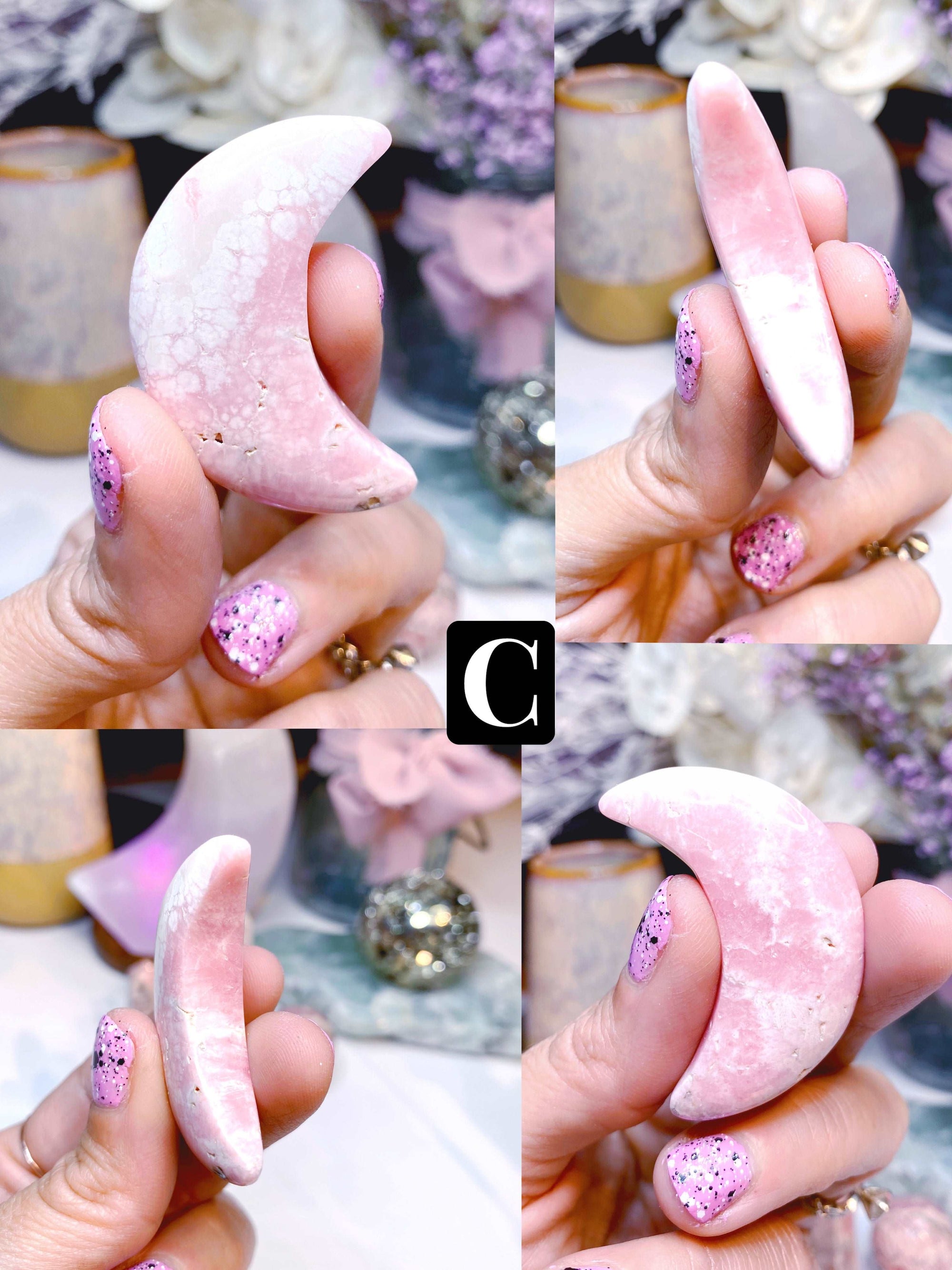 AAA Rhodochrosite Crescent Moons