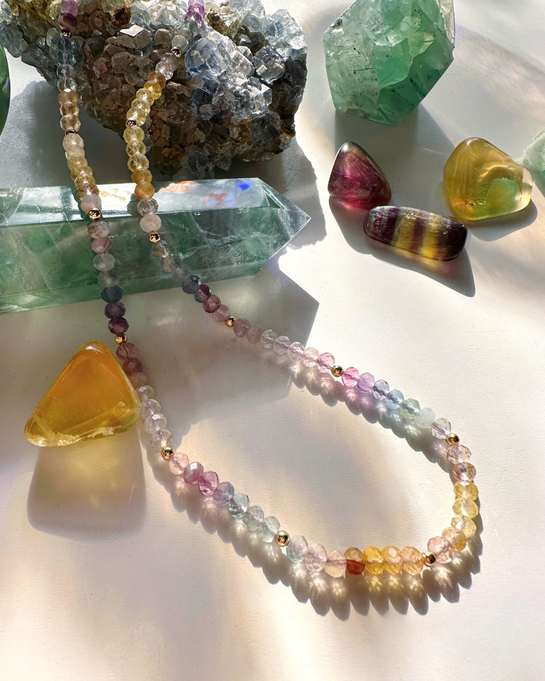 Rainbow Fluorite Candy Necklace - RTS