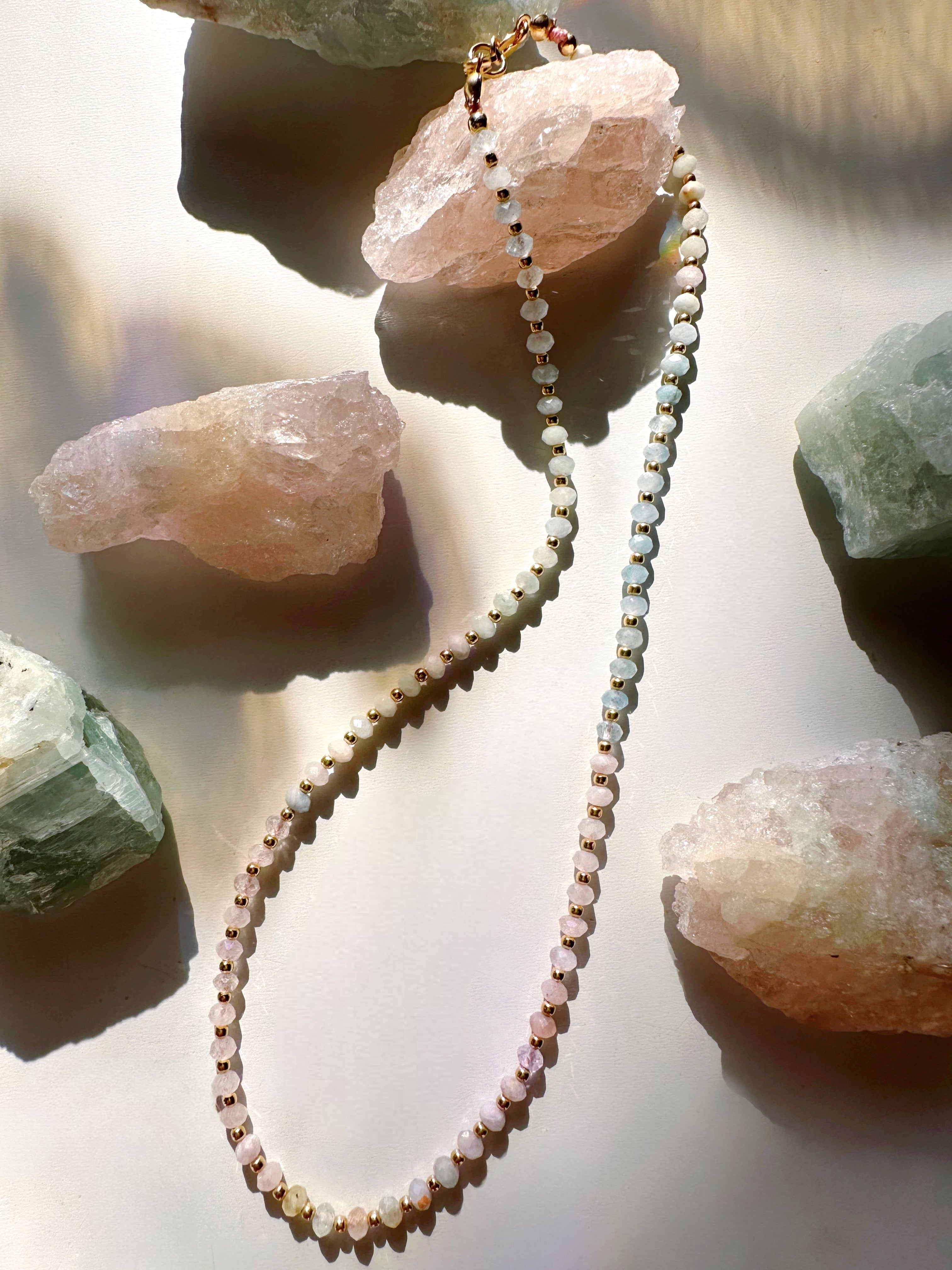 Morganite & Aquamarine Candy Necklace - Baltic Mermaid