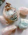 Morganite & Aquamarine Gemstone Candy Bracelet - RTS