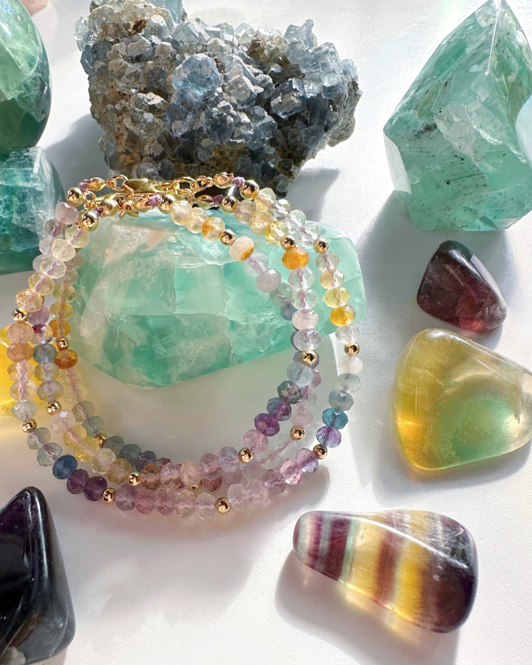Rainbow Fluorite Candy Bracelet -RTS - Baltic Mermaid