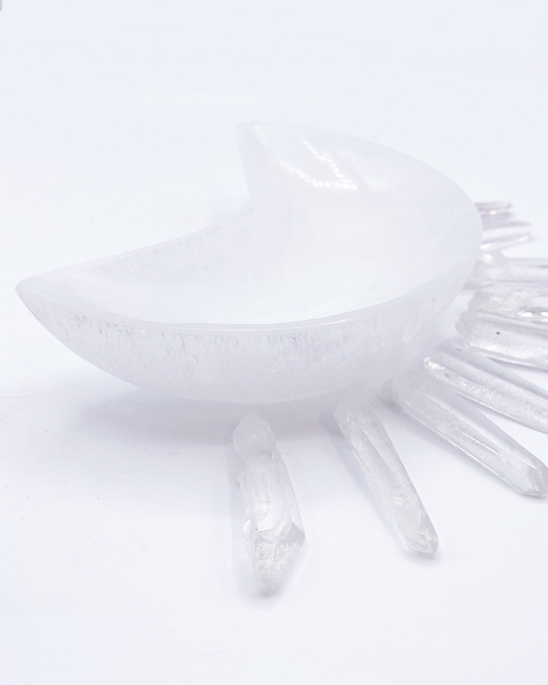 Selenite Crescent Moon Dish- Medium - Baltic Mermaid