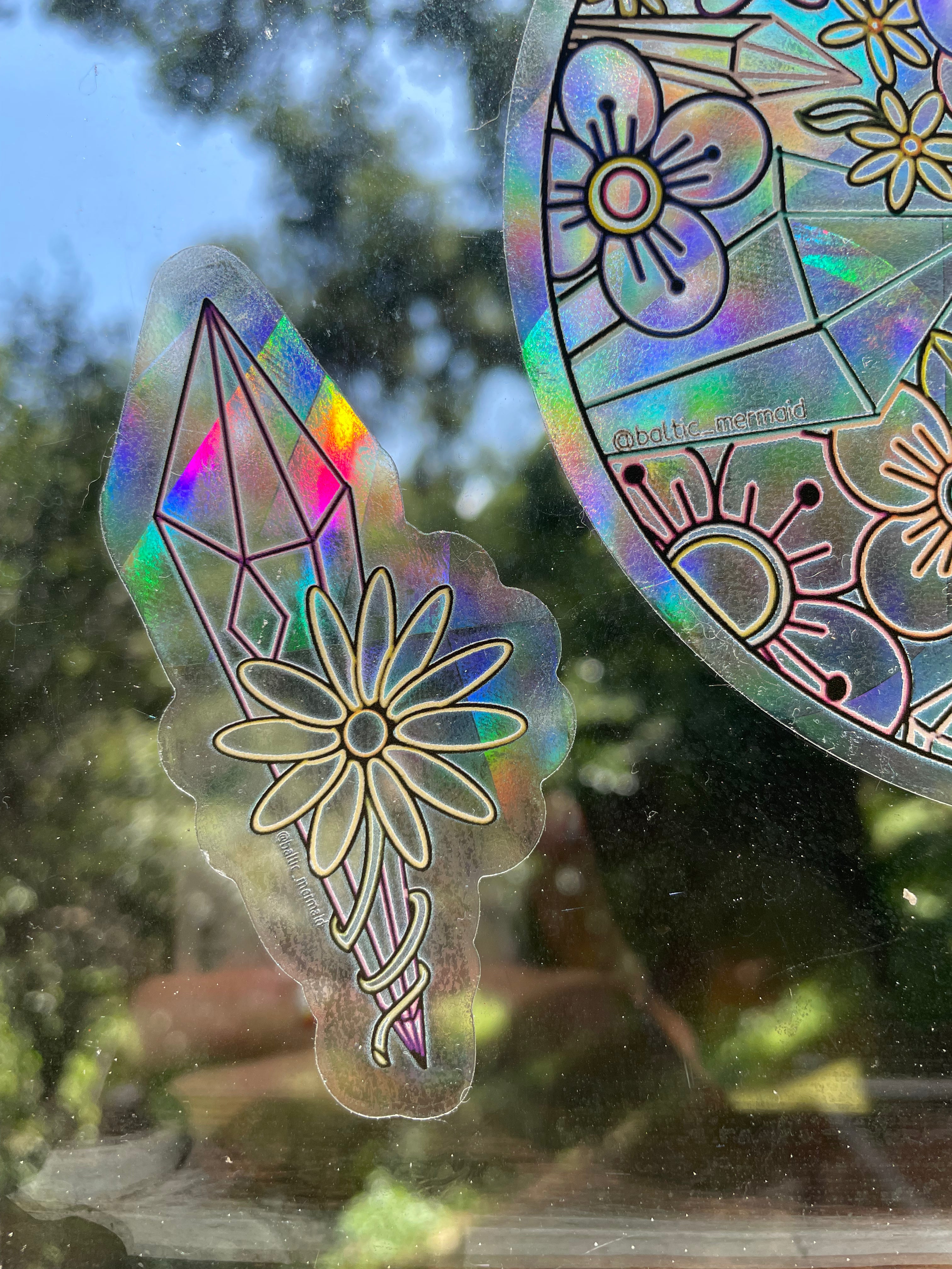 Flower Wrapped Crystal Rainbow Prism Window Decal - Baltic Mermaid