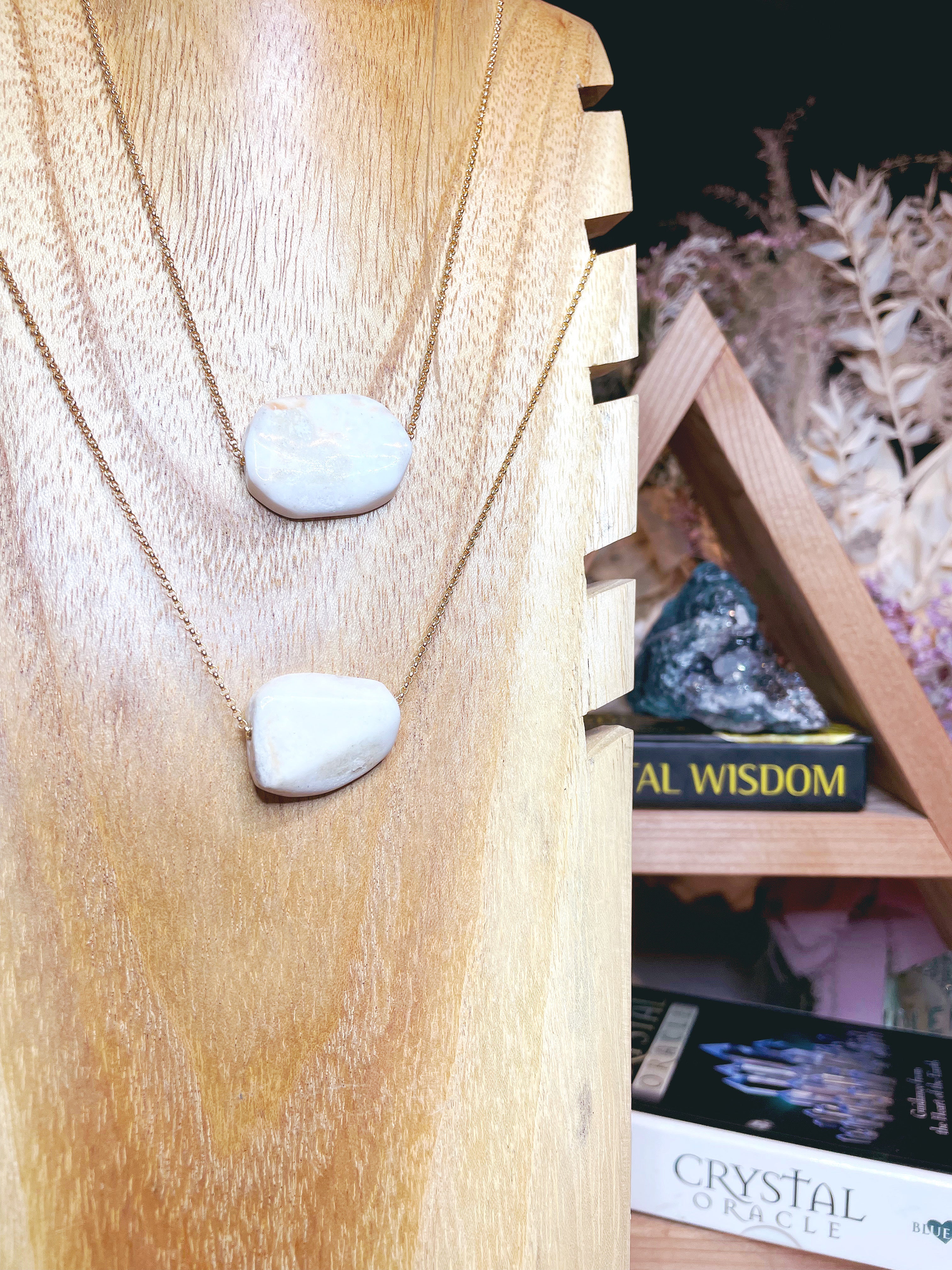 White Agate Pendant 14k Gold Filled Necklace - Baltic Mermaid