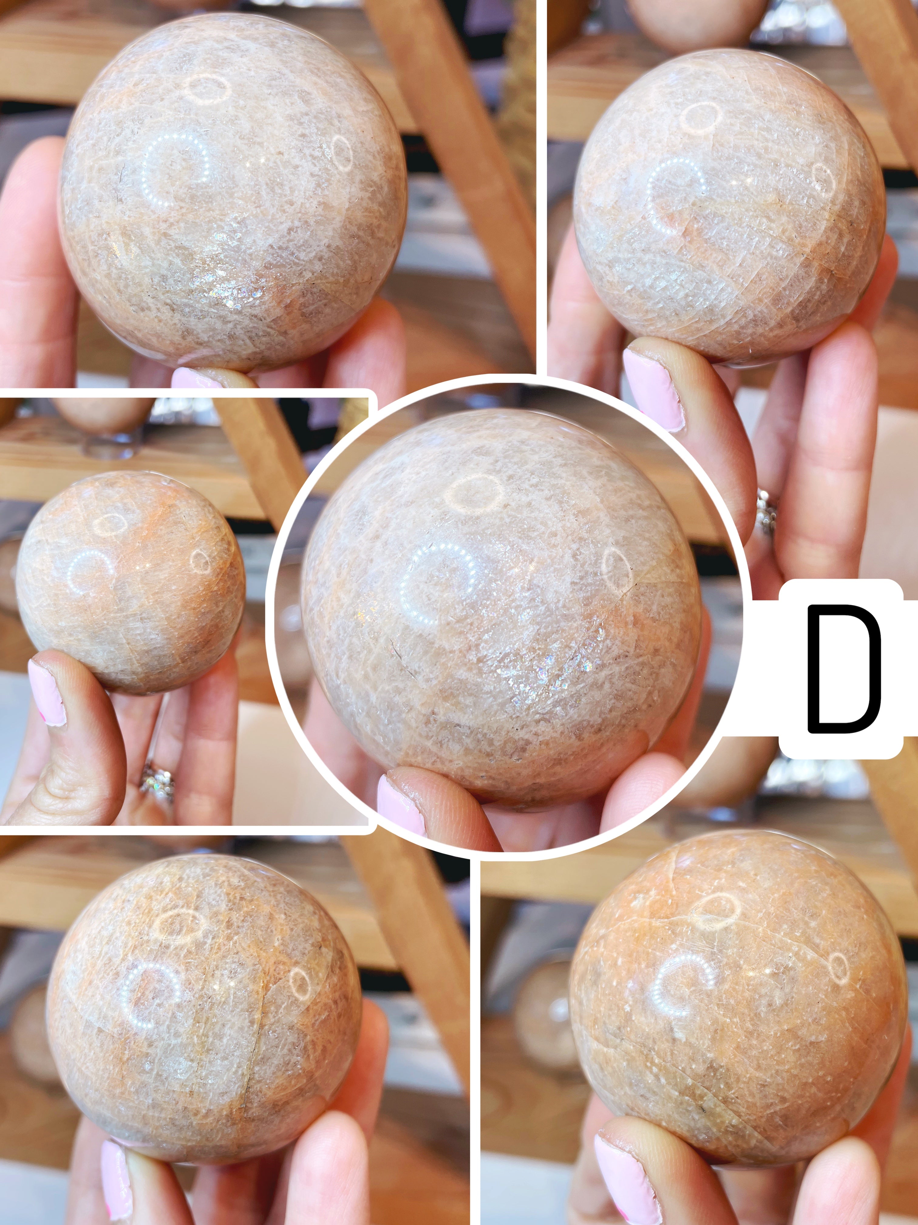 Peach Moonstone Spheres - Baltic Mermaid