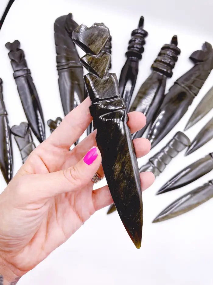 Gold Sheen Obsidian Heart Dagger/Letter Opener - Baltic Mermaid