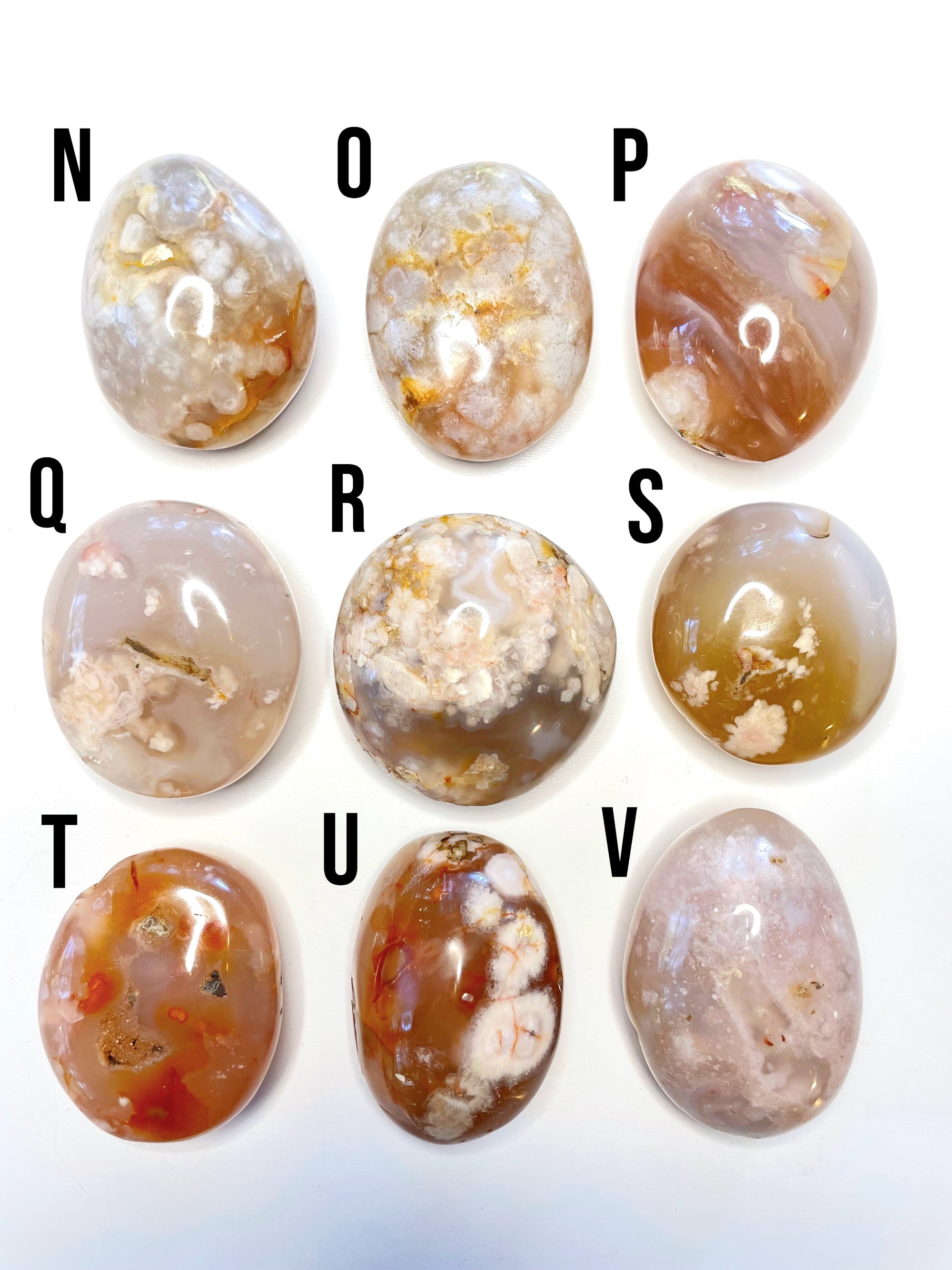 Flower Agate Palm Stones