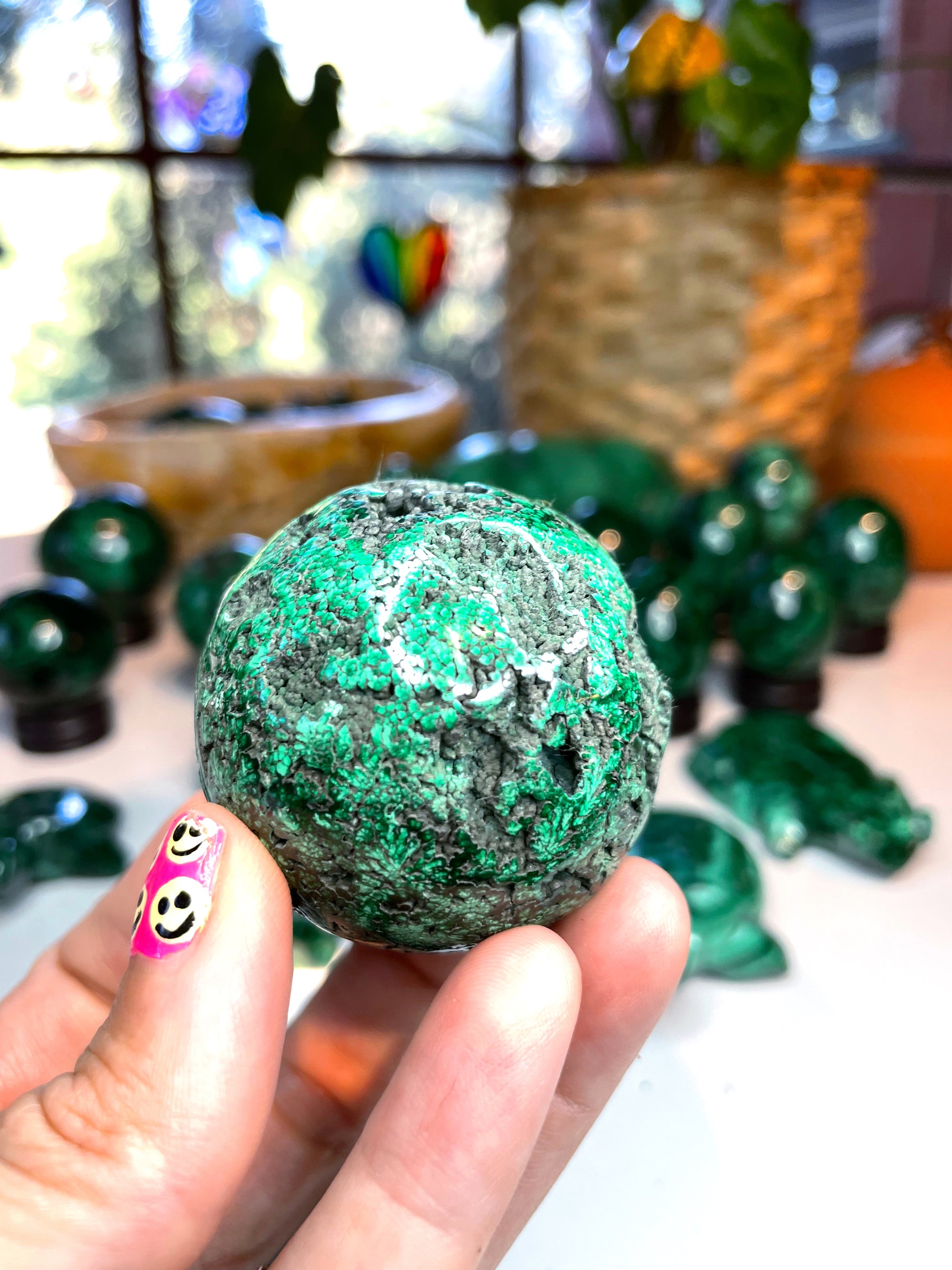 Malachite Carved Sphere