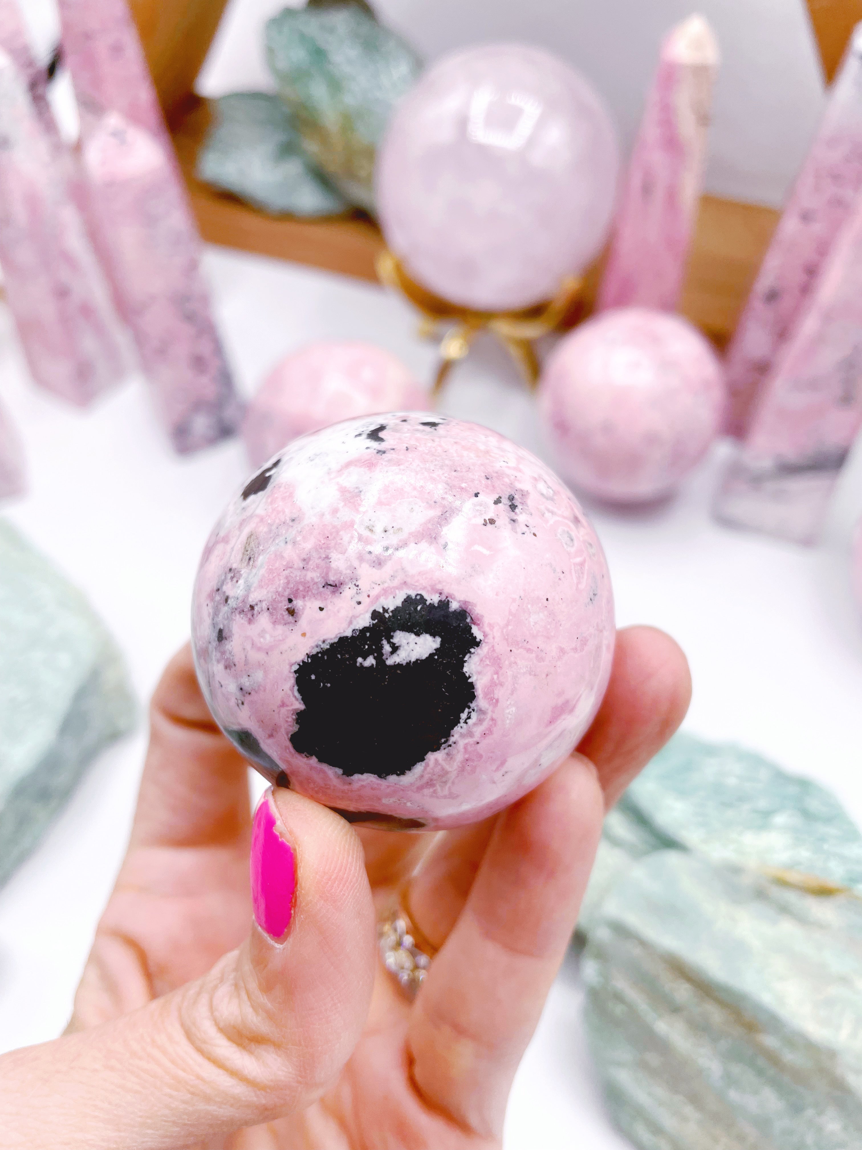 Rhodonite Sphere - Baltic Mermaid