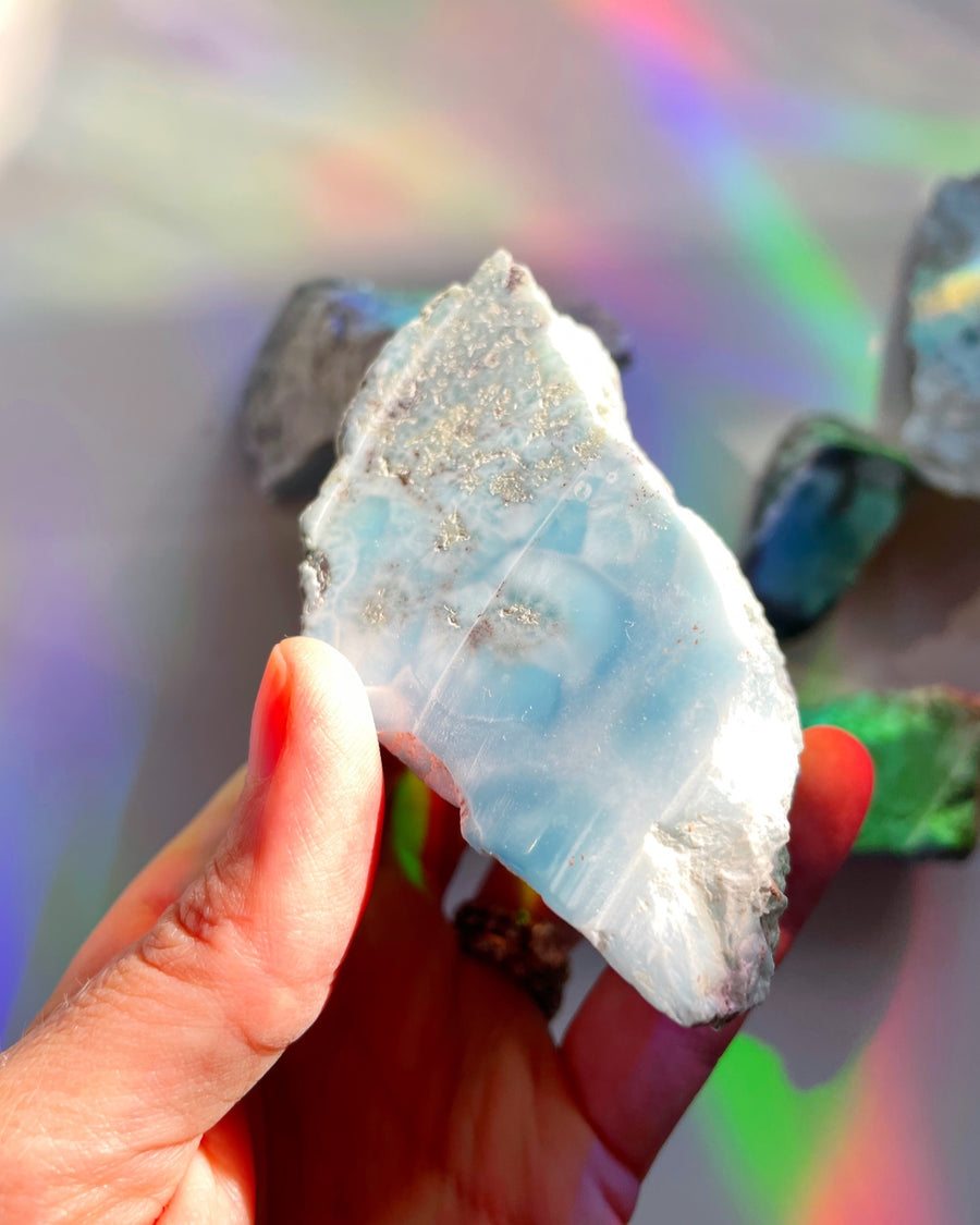 Rough Larimar 1 face Polished