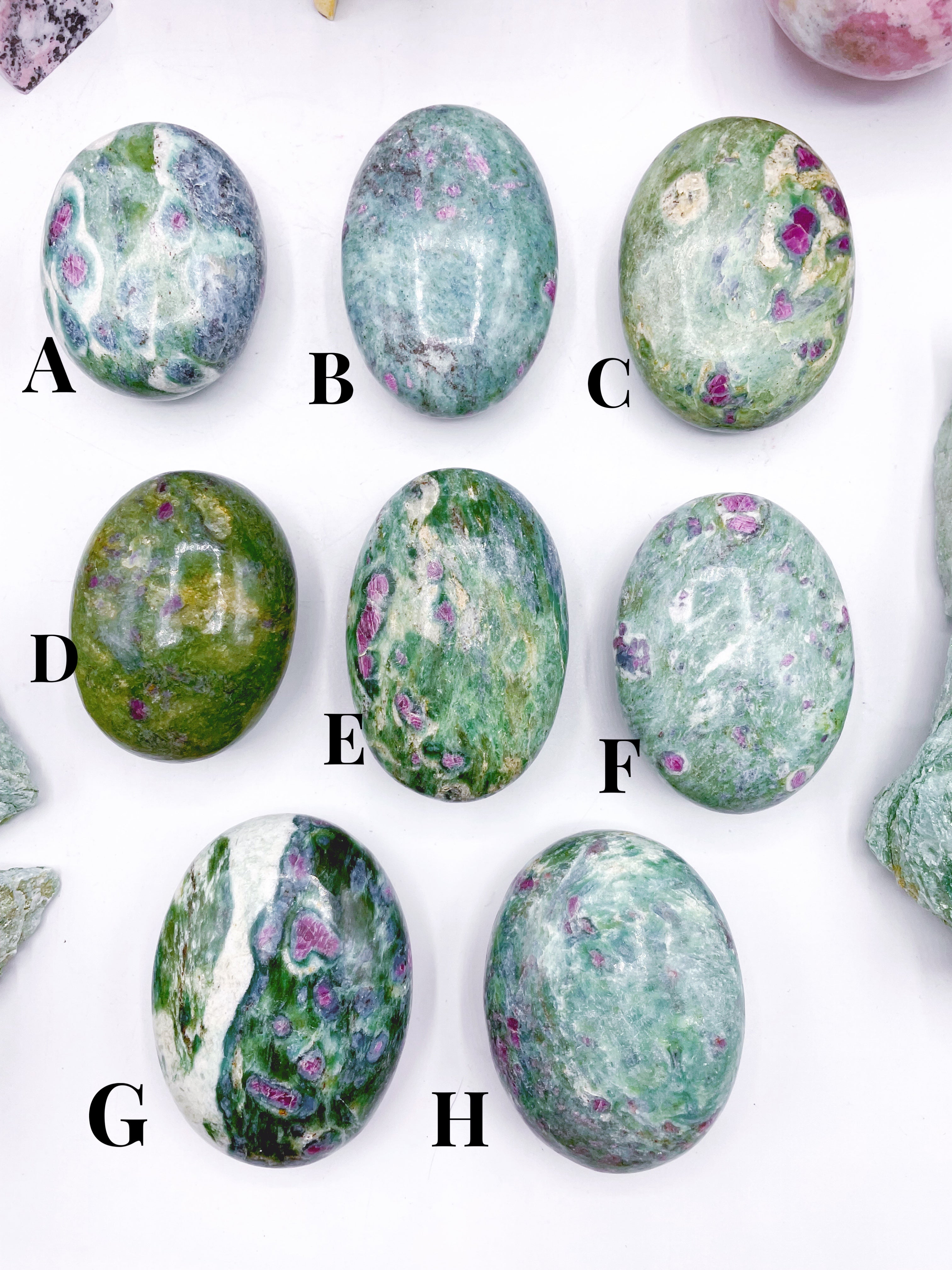 Ruby in Fuchsite Palm Stones - Baltic Mermaid