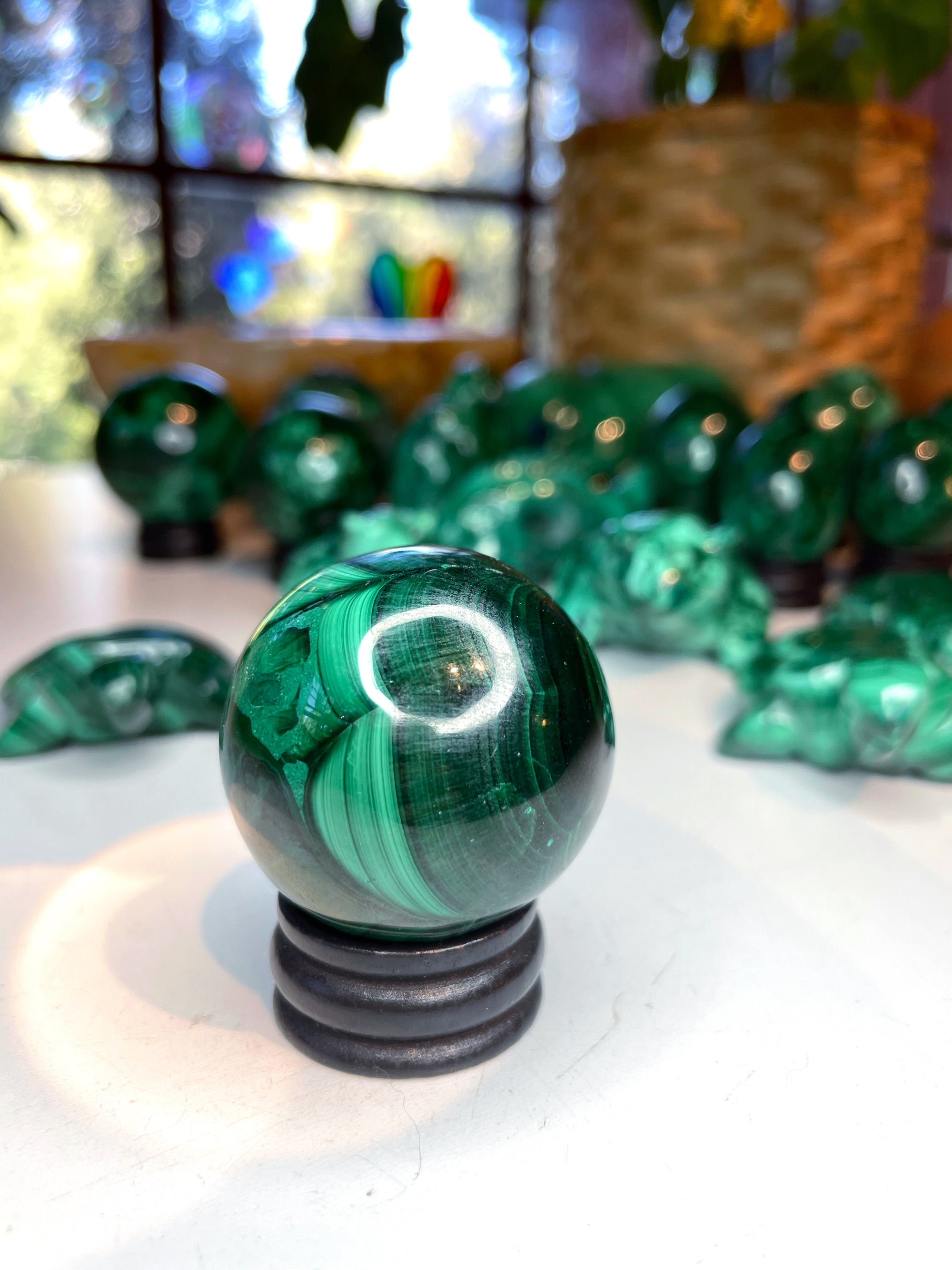 Malachite Carved Sphere