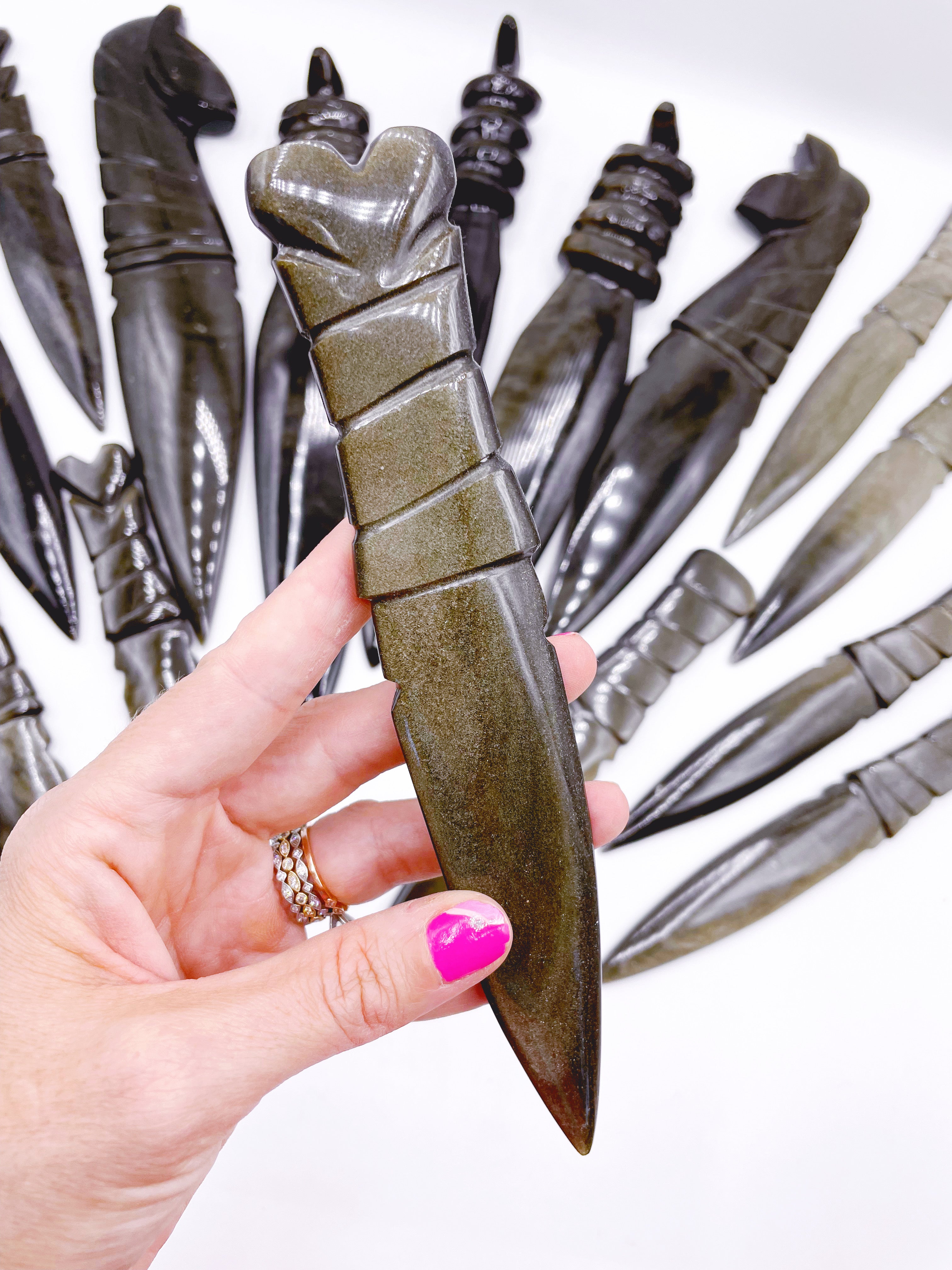 Gold Sheen Obsidian Heart Dagger/Letter Opener - Baltic Mermaid