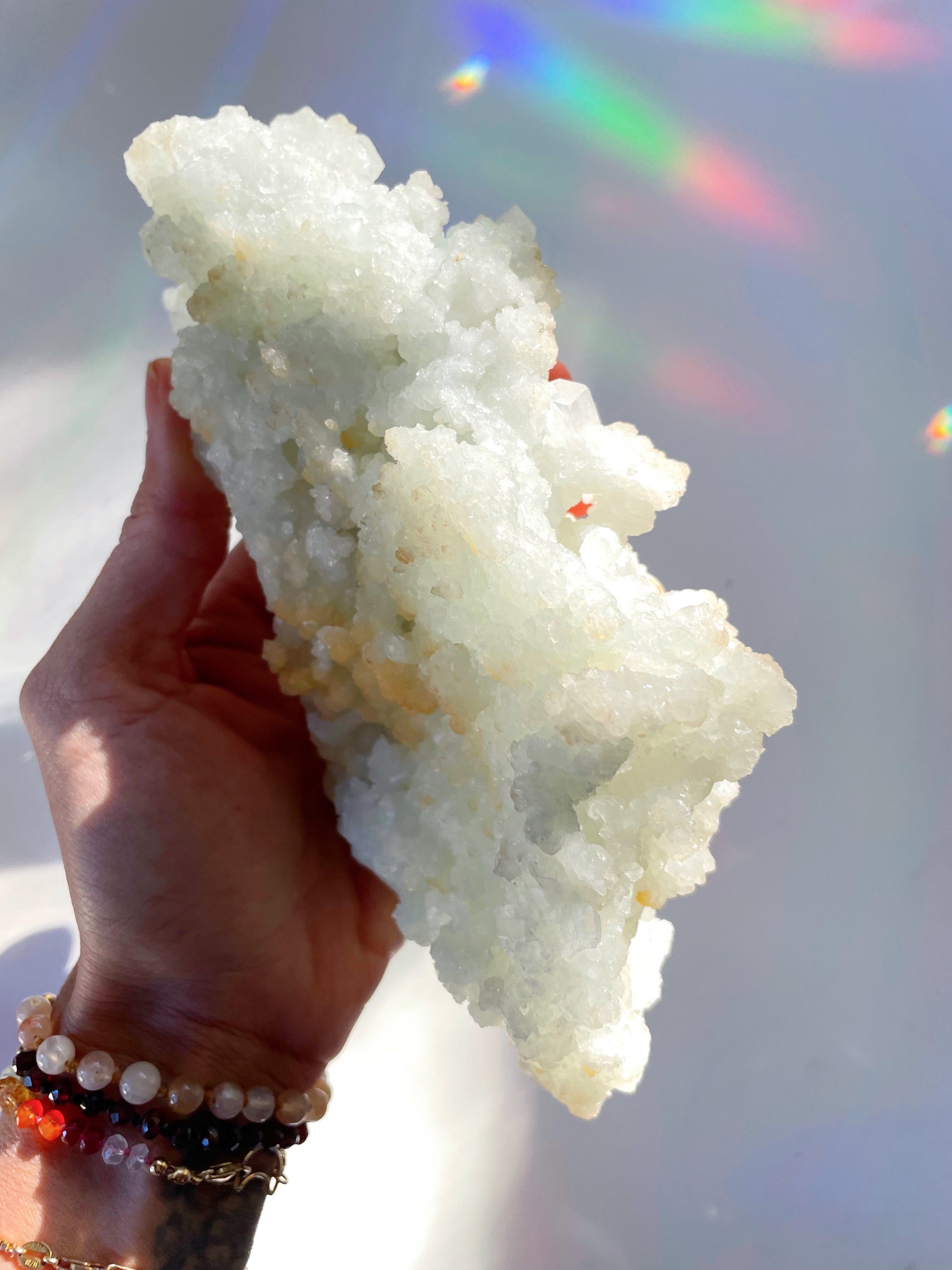 Prehnite with Apophyllite Cubes