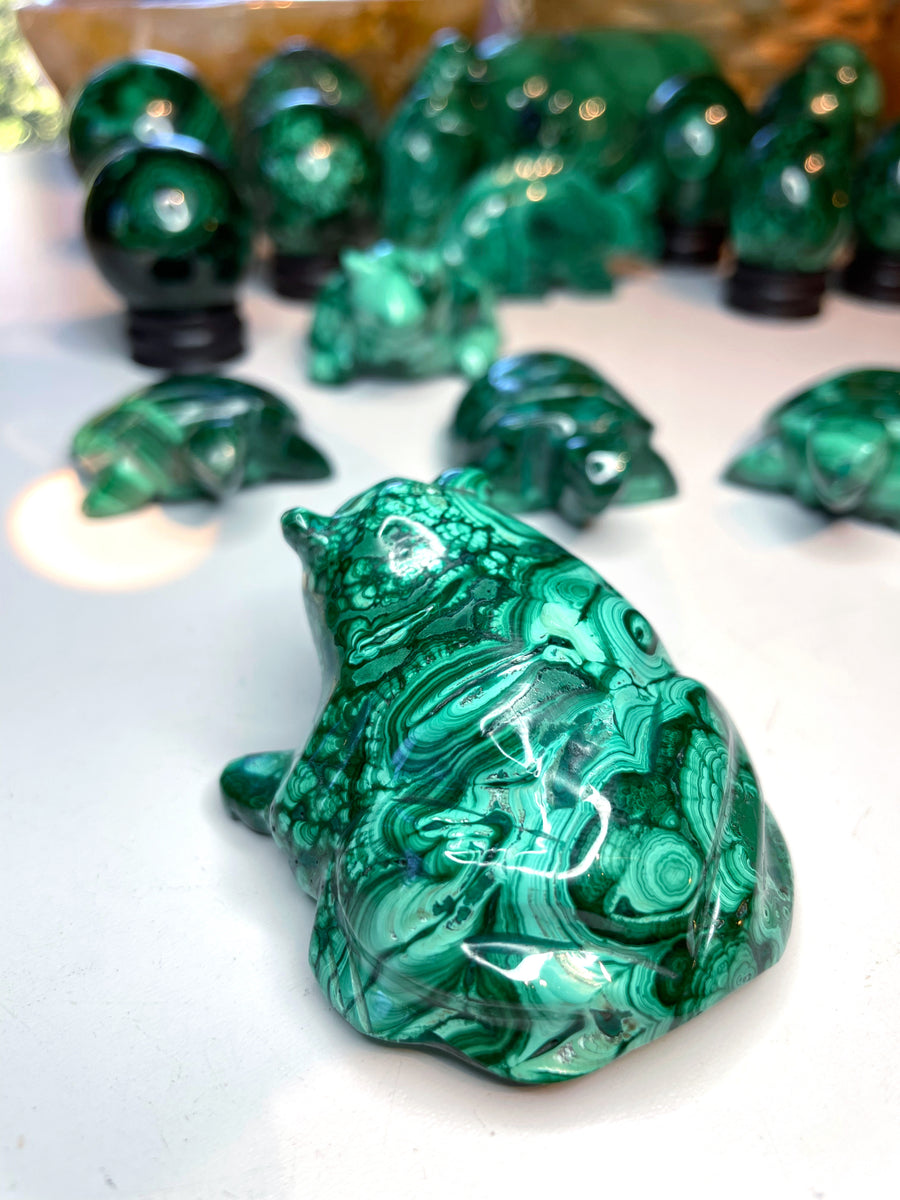 Malachite Carved Frog