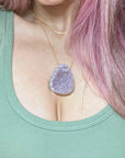 Druzy Agate Pendant 14k Gold Filled Necklace