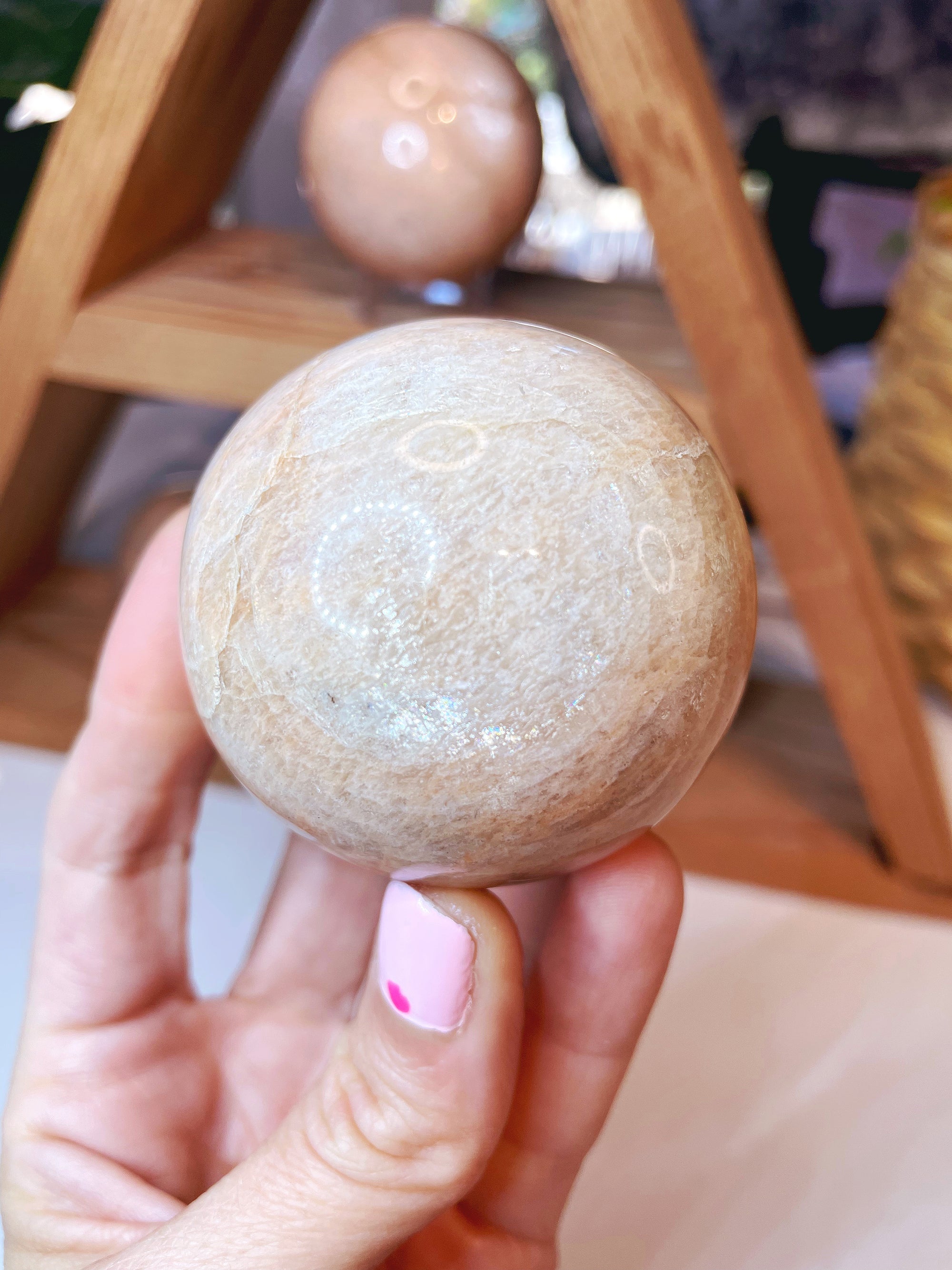 Peach Moonstone Spheres