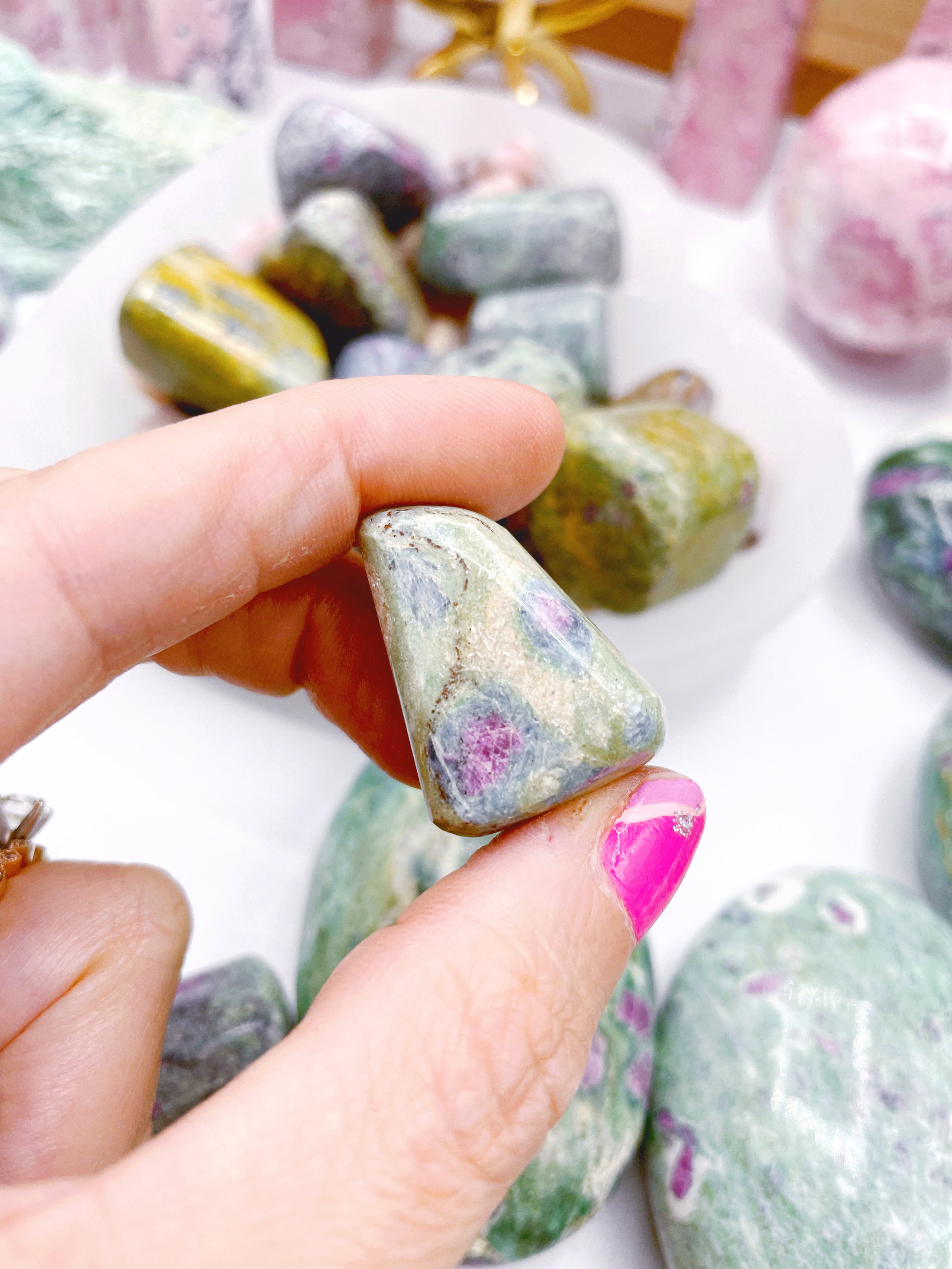Ruby in Fuchsite Tumbled Stones - Baltic Mermaid