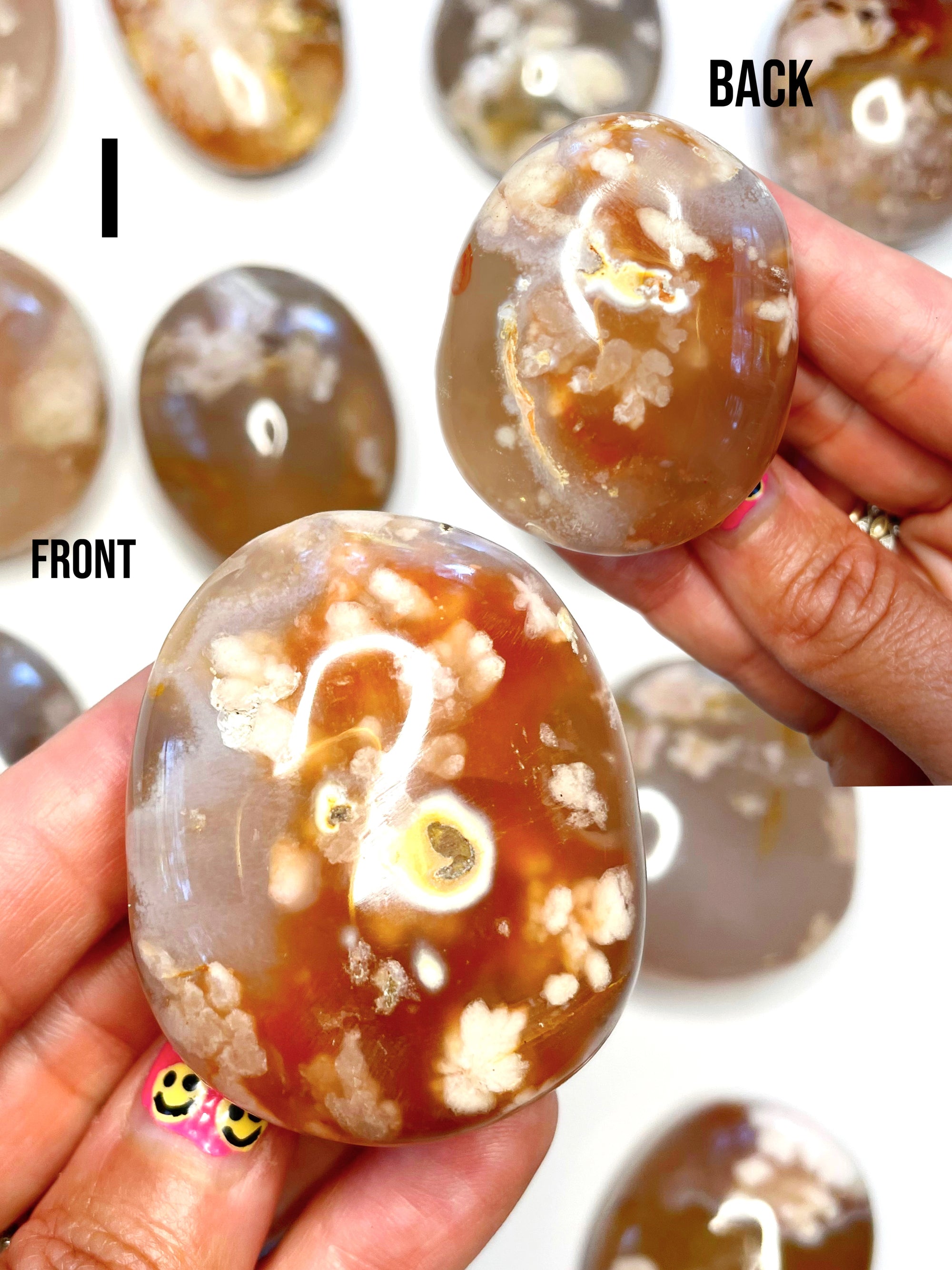 Flower Agate Palm Stones