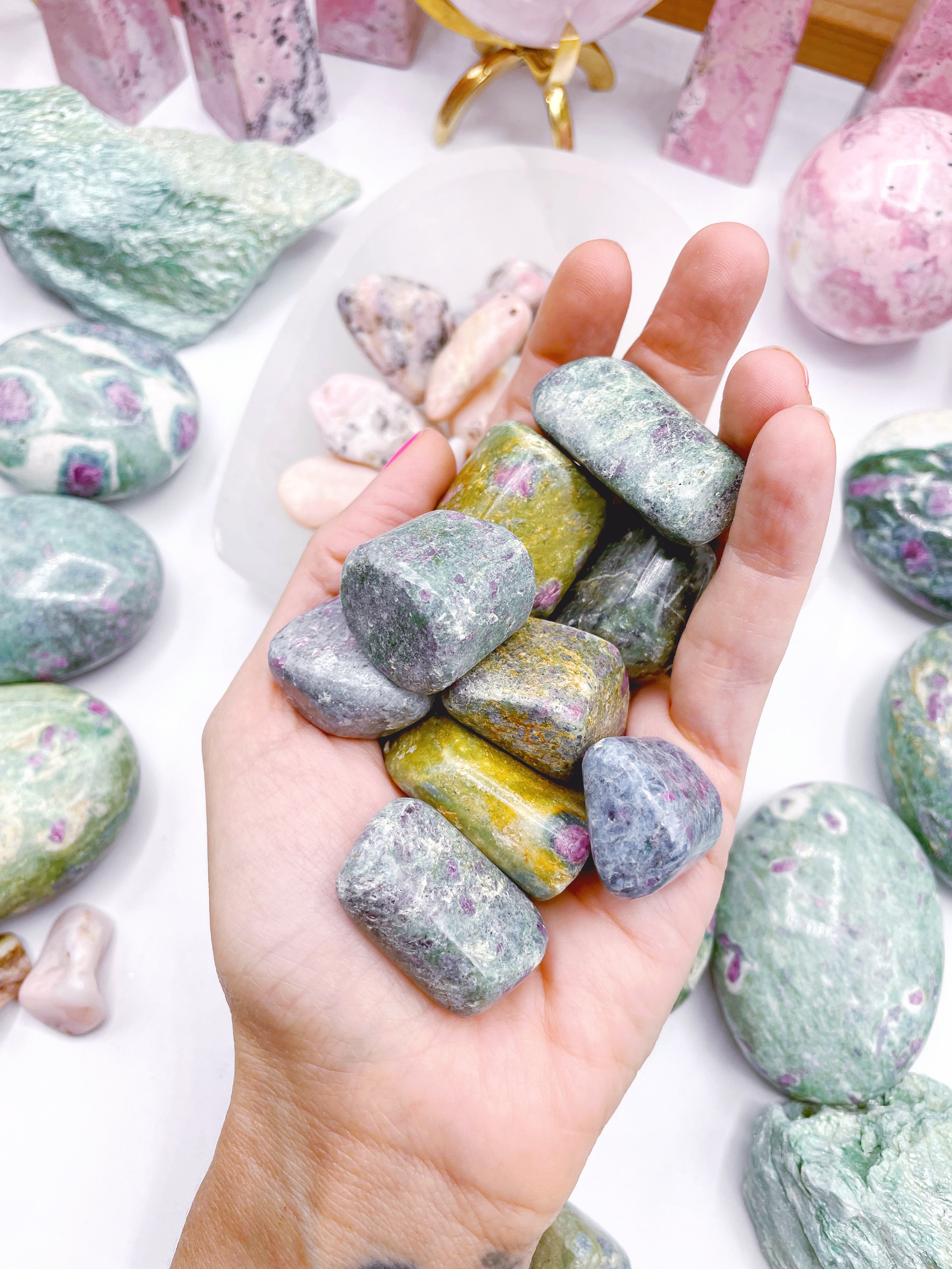 Ruby in Fuchsite Tumbled Stones - Baltic Mermaid