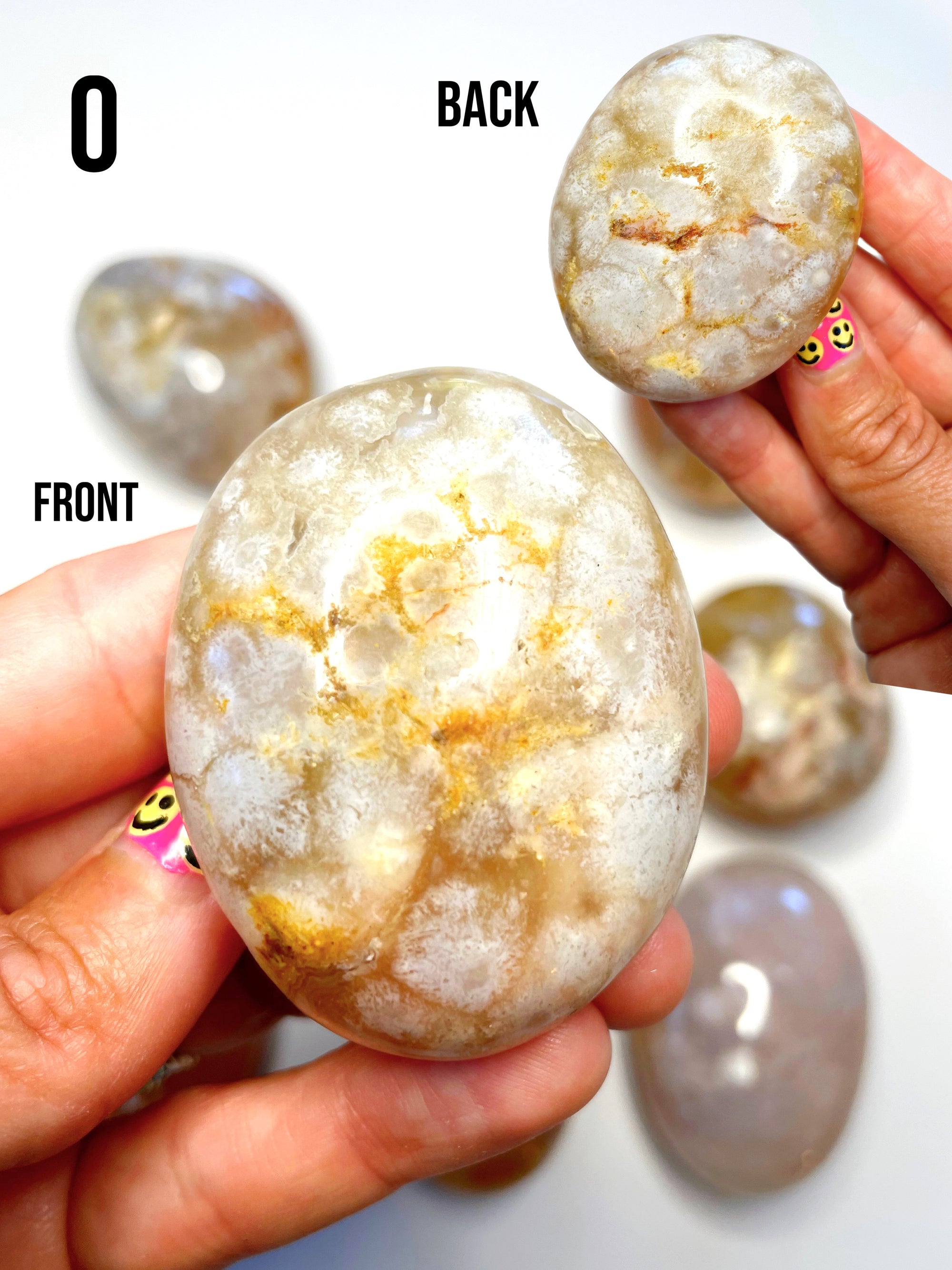 Flower Agate Palm Stones