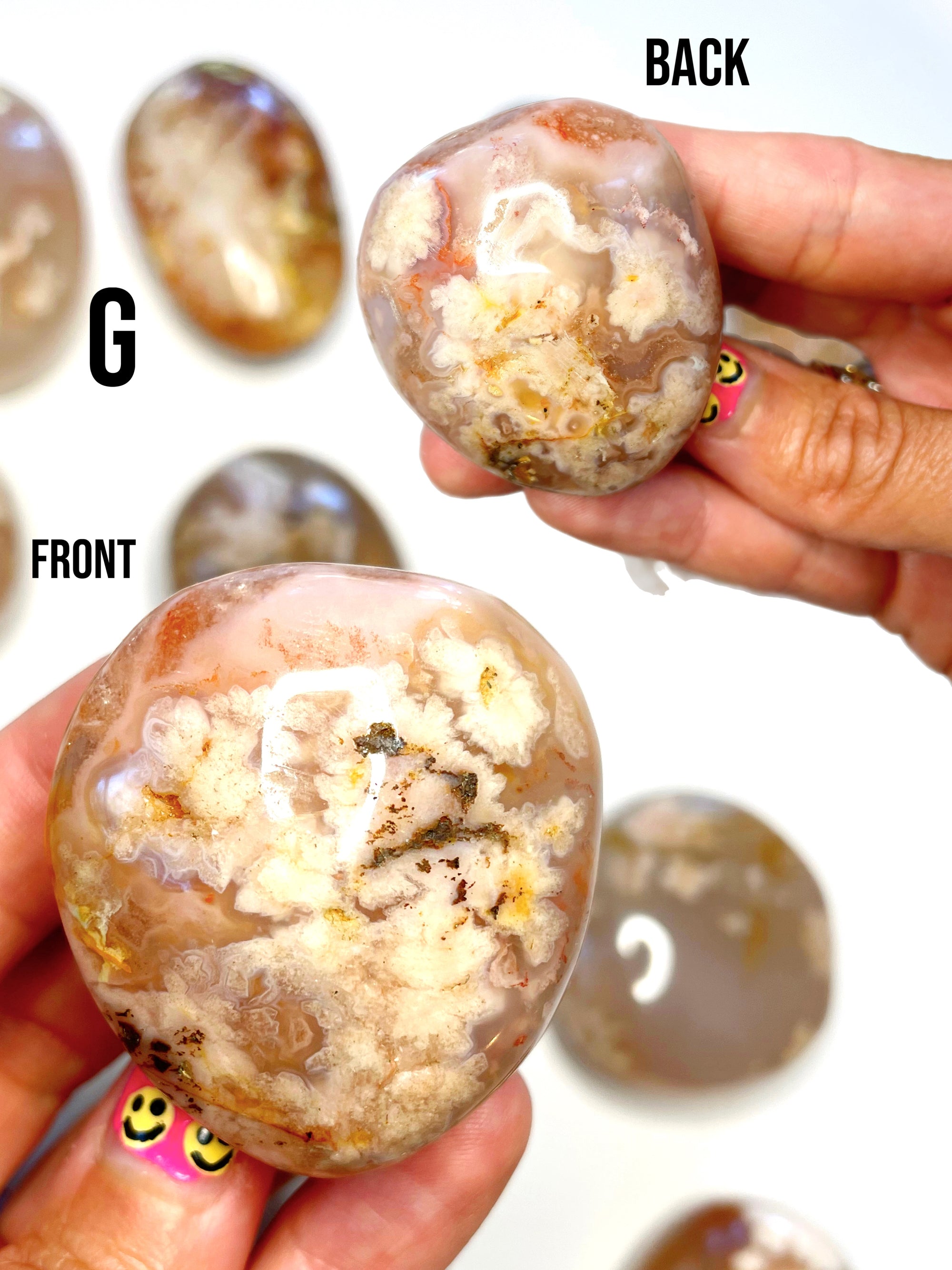 Flower Agate Palm Stones