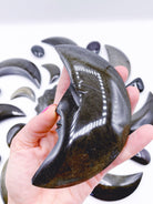 Gold Sheen Obsidian Moon w/ Carved Face - Baltic Mermaid