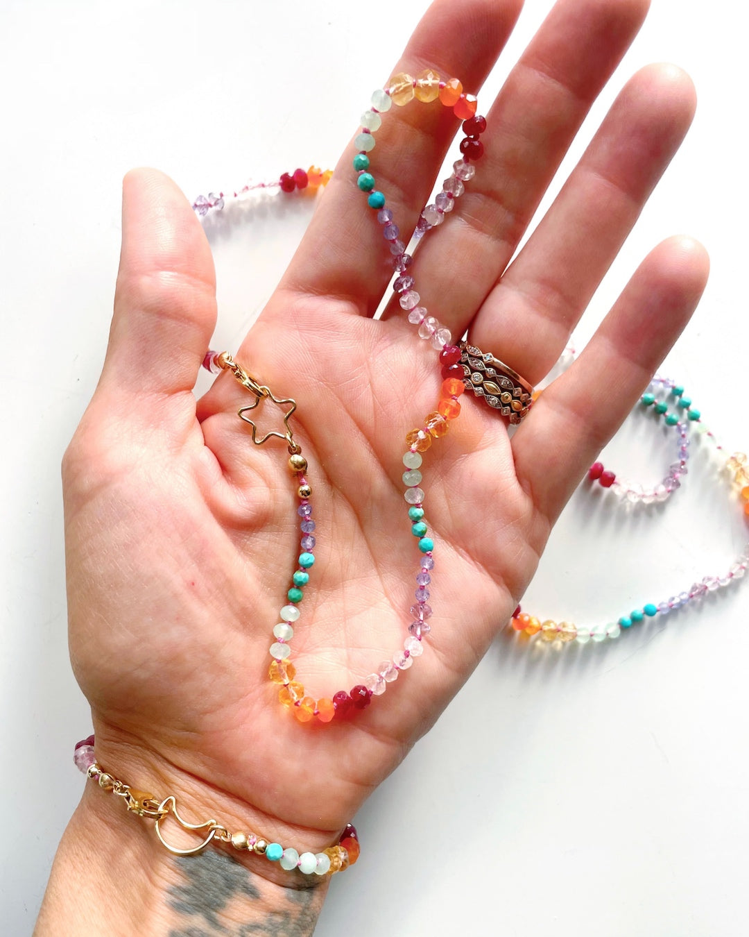 Rainbow Star Gemstone Candy Necklace - Baltic Mermaid