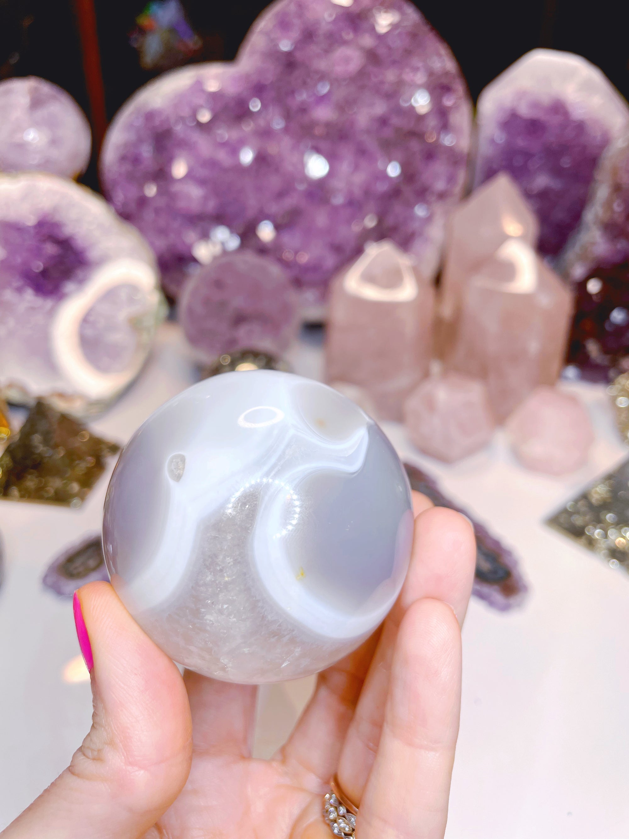 Quartz/Agate Amethyst Sphere