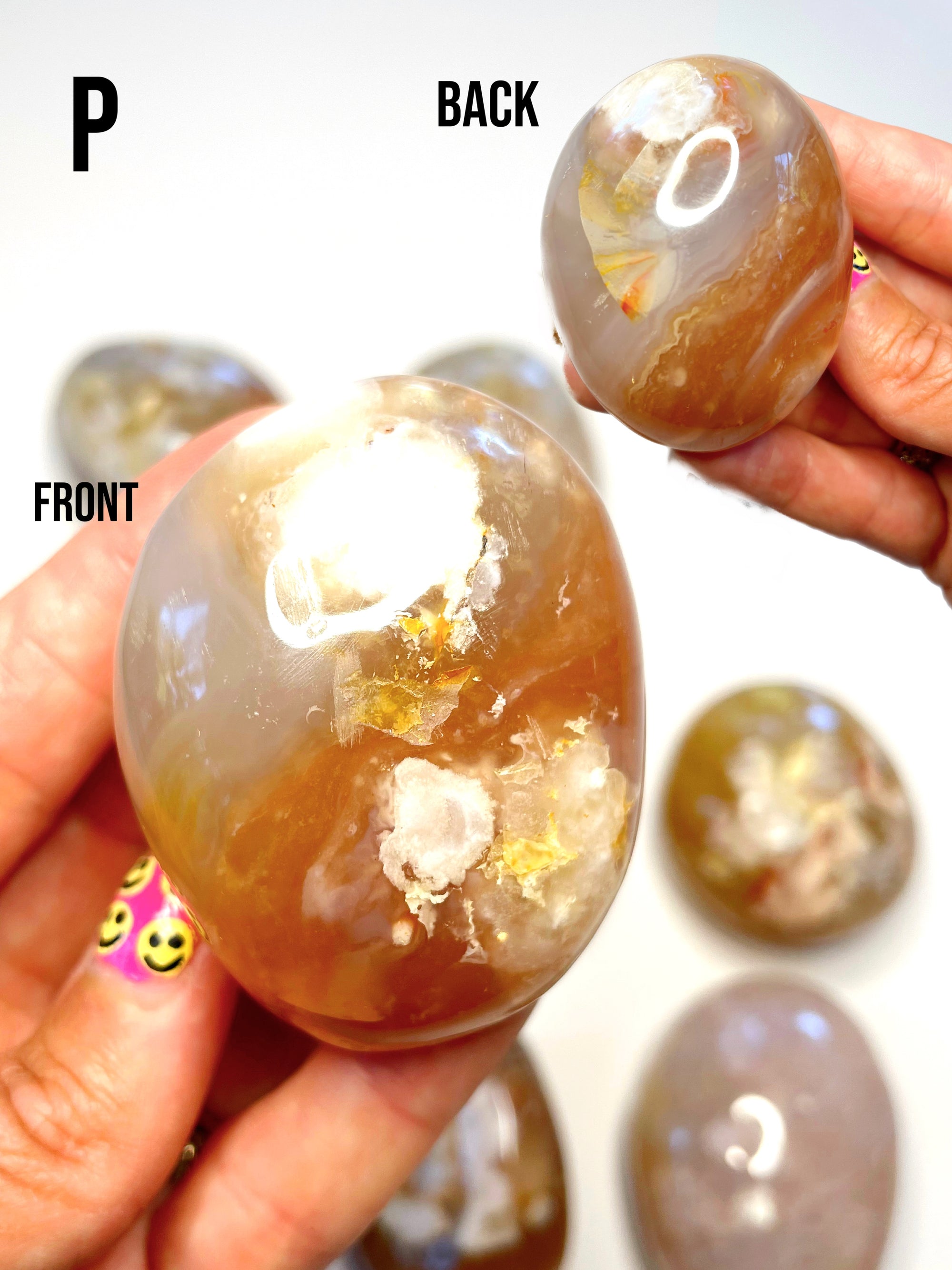 Flower Agate Palm Stones